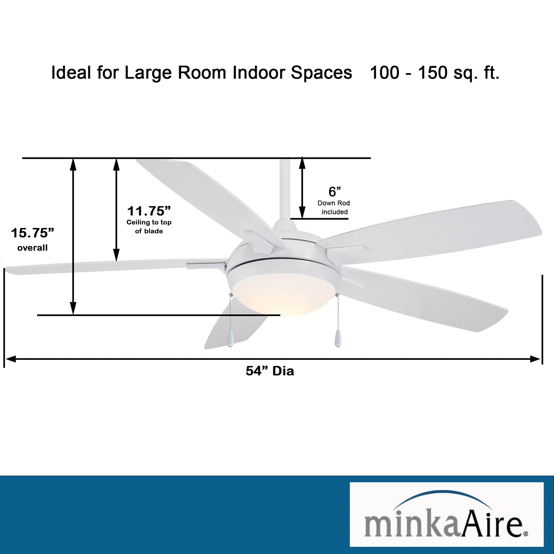 Minka Aire Lun-Aire with LED Light 54-in White LED Indoor Ceiling