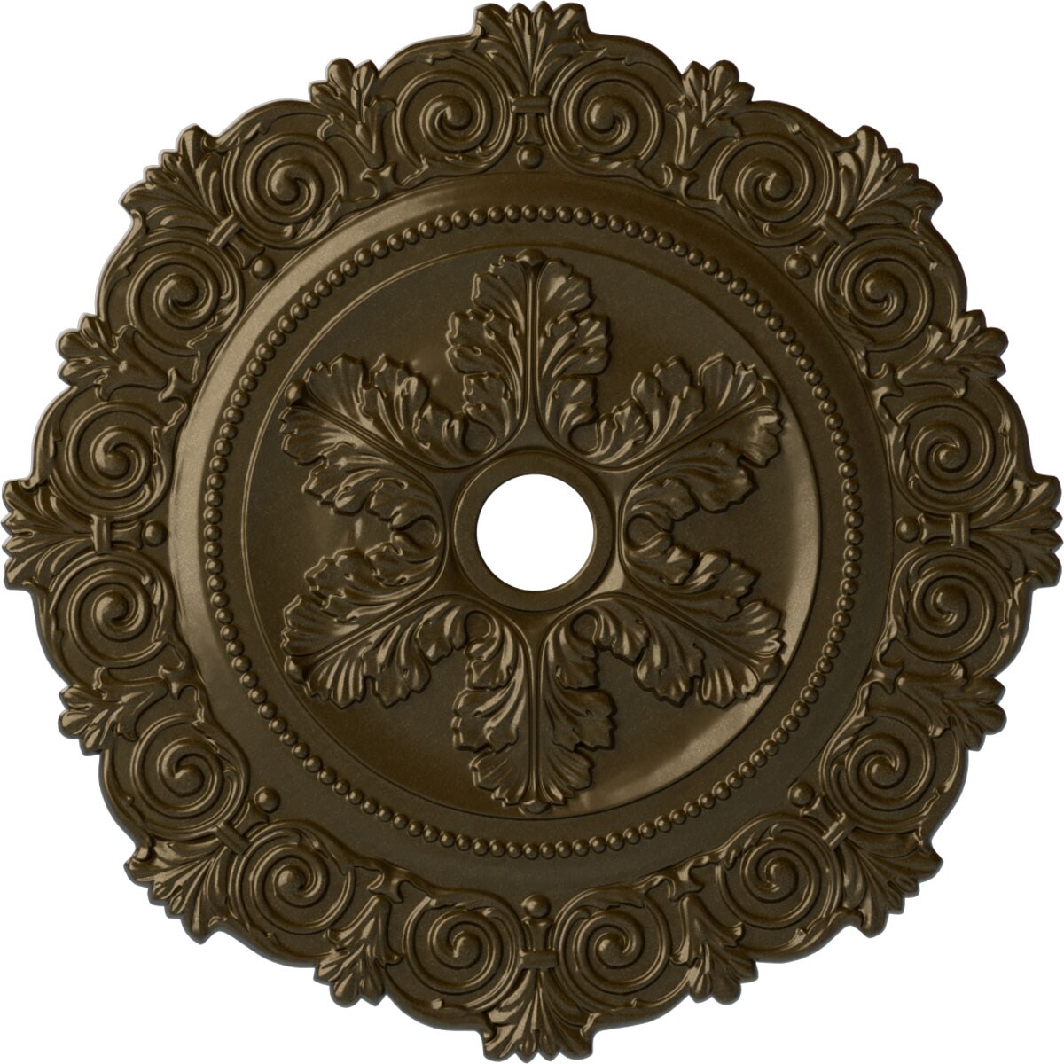 Ekena Millwork CM33SCBRS Scroll 33.25-in W x 33.25-in L Painted Brass Polyurethane Whole Ceiling Medallion