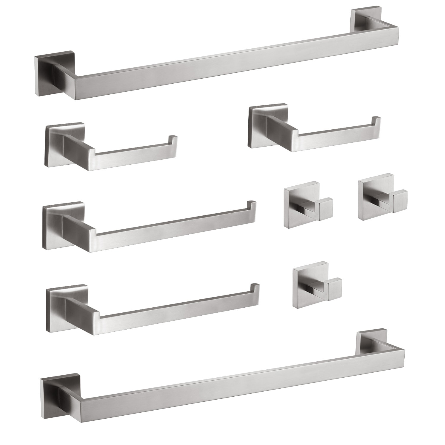 Boyel Living - 9-Piece Stainless Steel Bathroom Hardware Set in Brushed Nickel