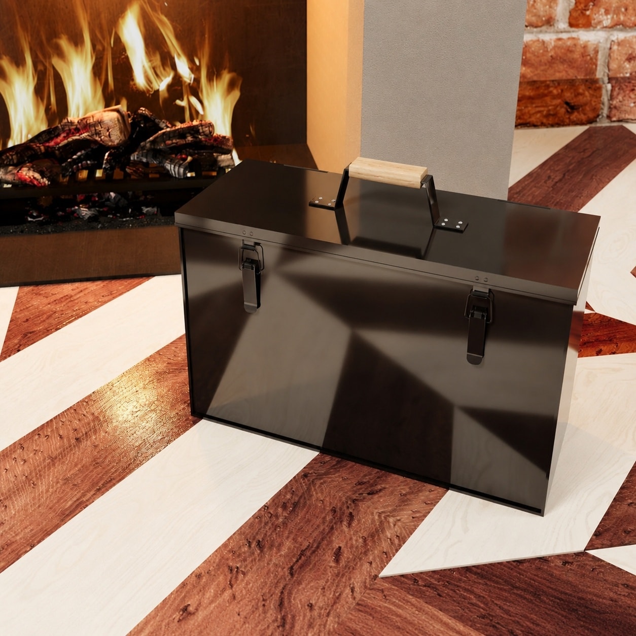 Phyfalip Metal Ash Storage Box with Lid 3 Gallon Ash Carrier for Fireplace Fire Pits Wood Burning Stoves and Grills durable home and garden #LPF0818P016