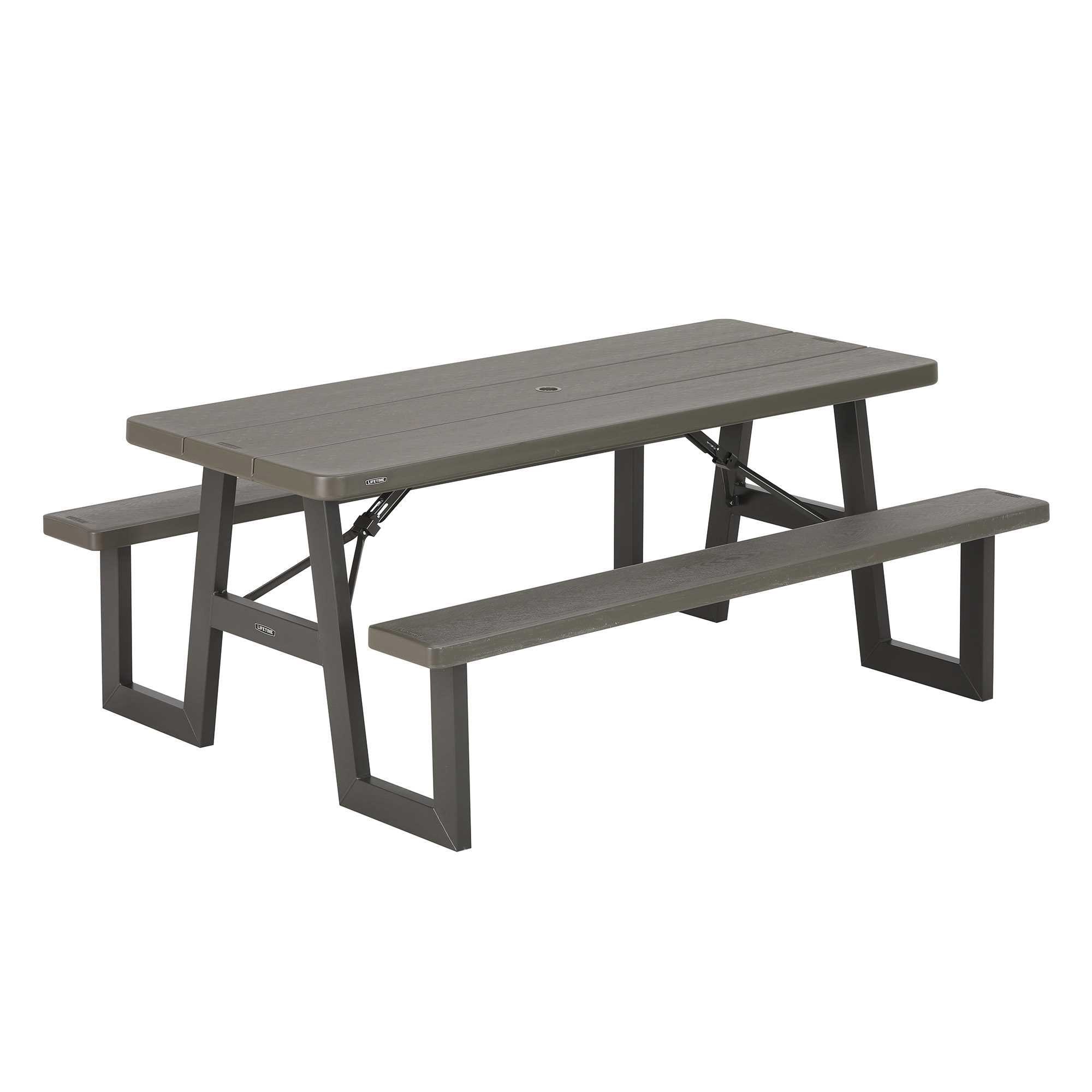 LIFETIME PRODUCTS 60233 72-in Brown Plastic Rectangle Folding Picnic Table