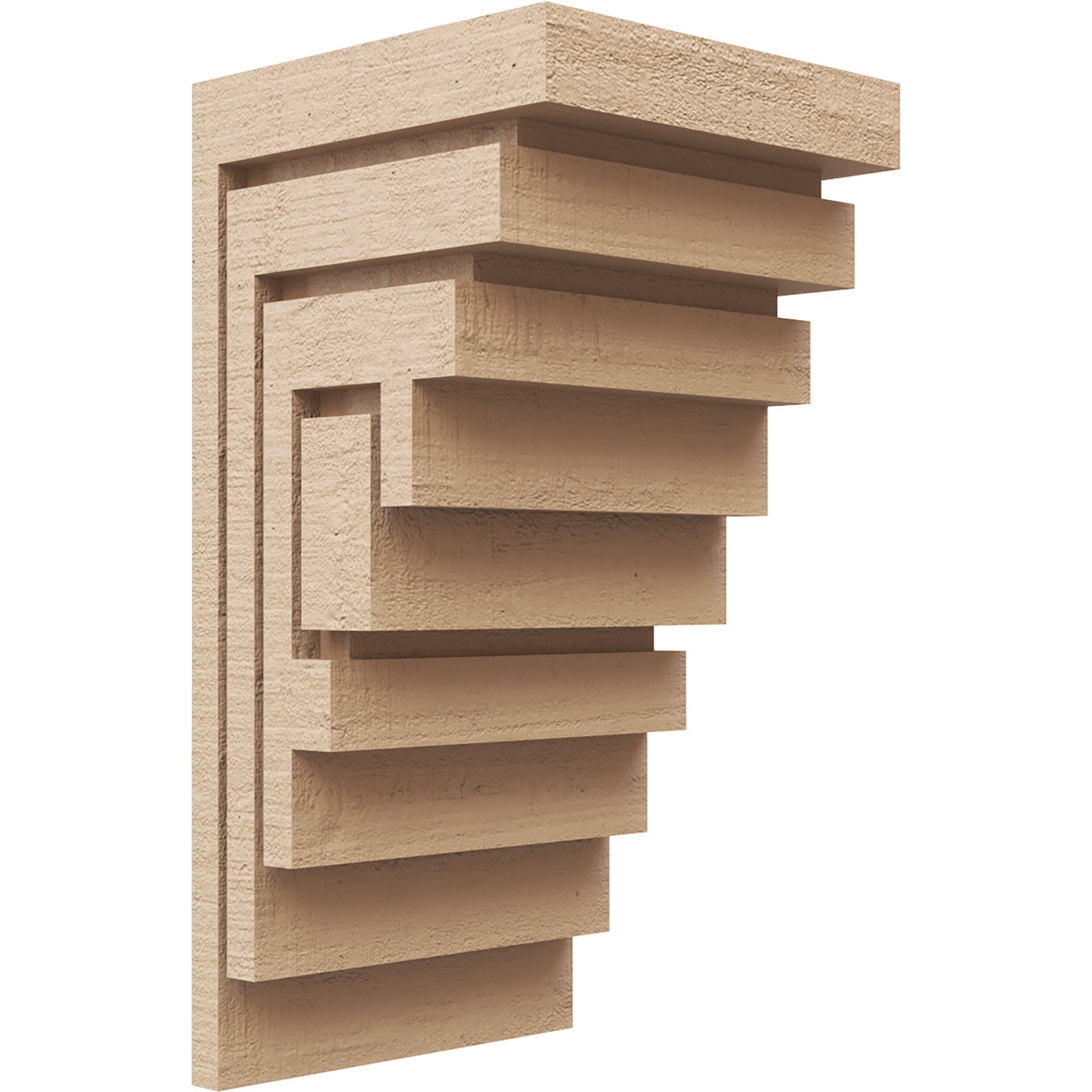 Ekena Millwork CORU07X07X14LANRCPR 7-in x 7-in x 14-in Rough Cedar Woodgrain TimberThane Primed Urethane Paintable/Stainable Corbel
