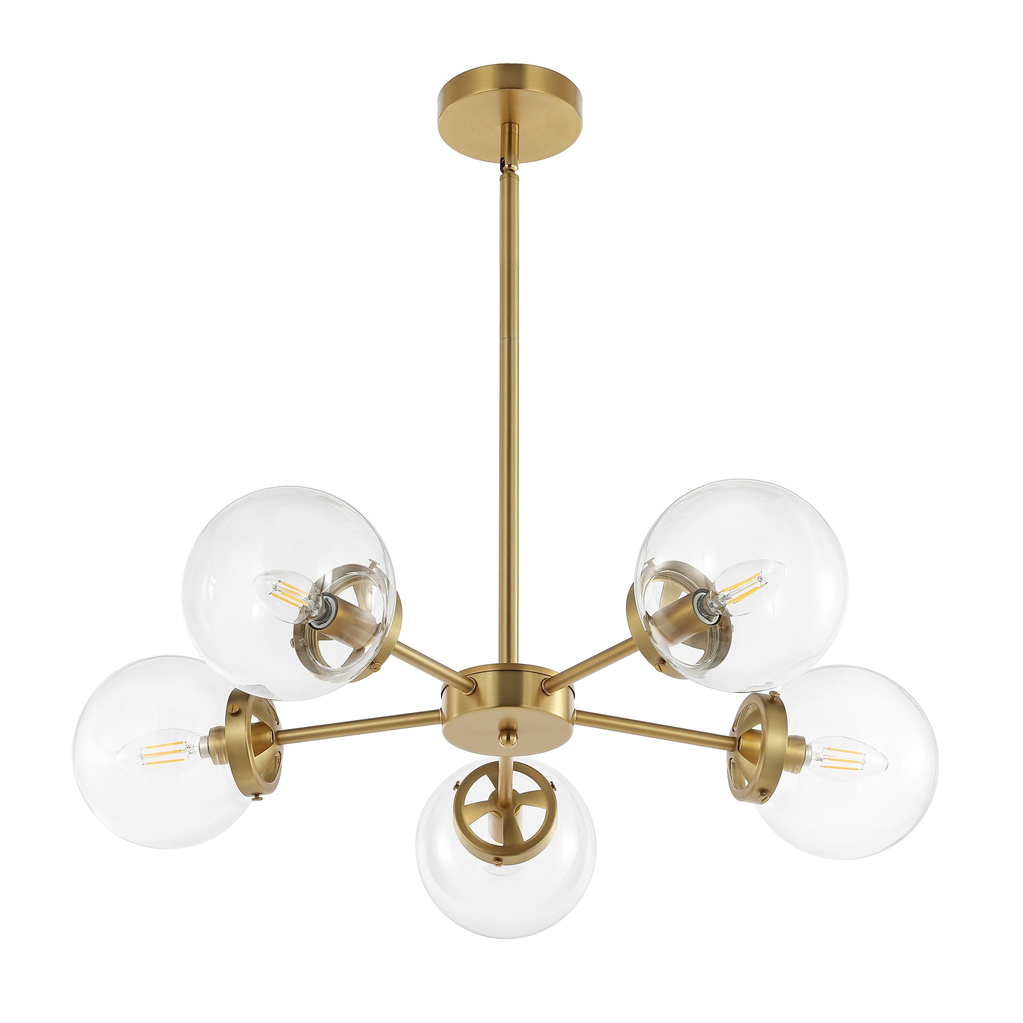 GETLEDEL FX-5008-GC 5 -Light Brushed Gold Modern/contemporary For Use in Bedrooms, Dining Rooms, Foyers, Kitchens, Living Rooms Chandelier