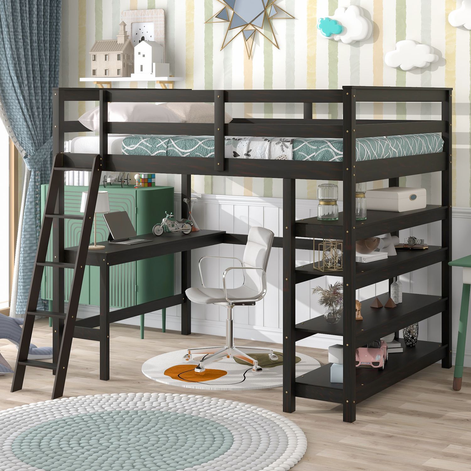 JASMODER W504S00060 Espresso Full Composite Platform Bed