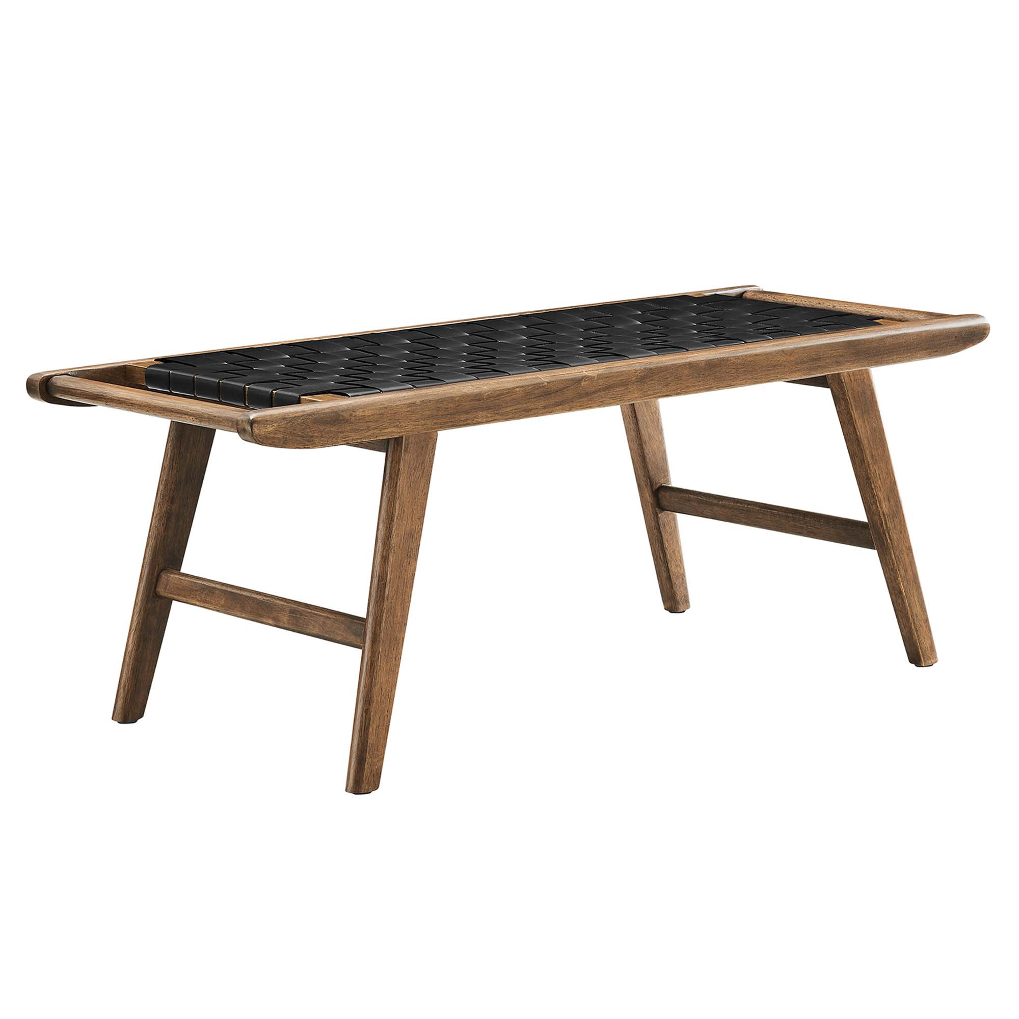 Modway Saoirse 47-in Faux Leather Wood Bench in Walnut Black #EEI-6551-WAL-BLK