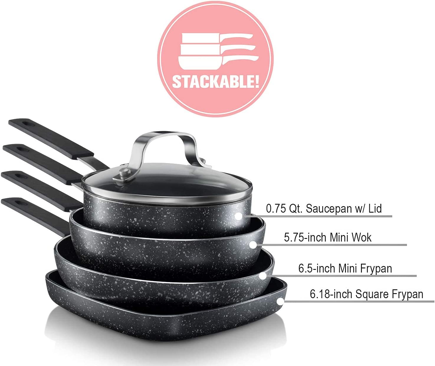 Best Buy: Granitestone Diamond Non Stick Stackmaster Stackable 10pc Cookware  Set Gray 2660