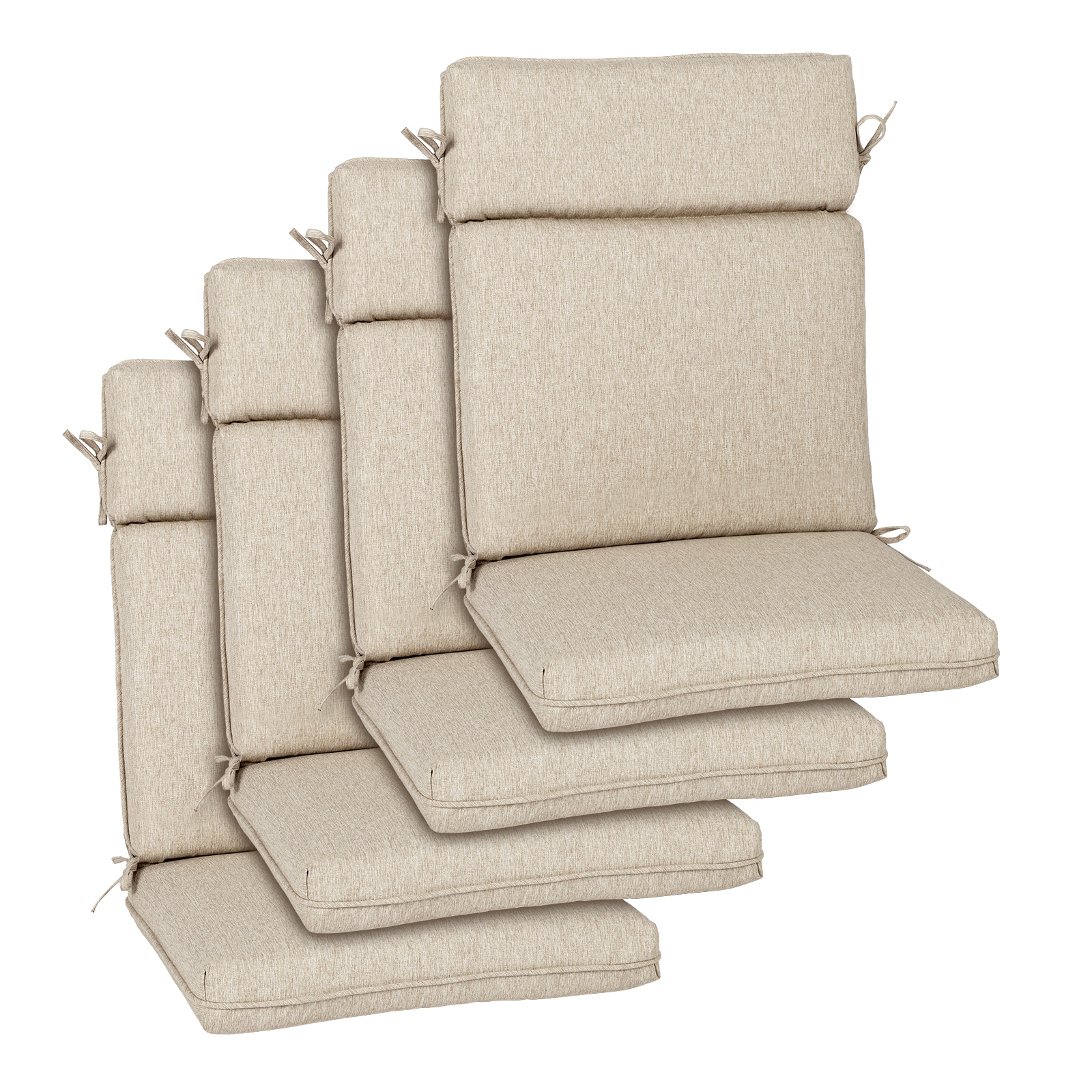 Aoodor A391-PLFLF High Back Chair Cushions 17-in x 20-in 4 -Piece Brown High back patio chair cushion