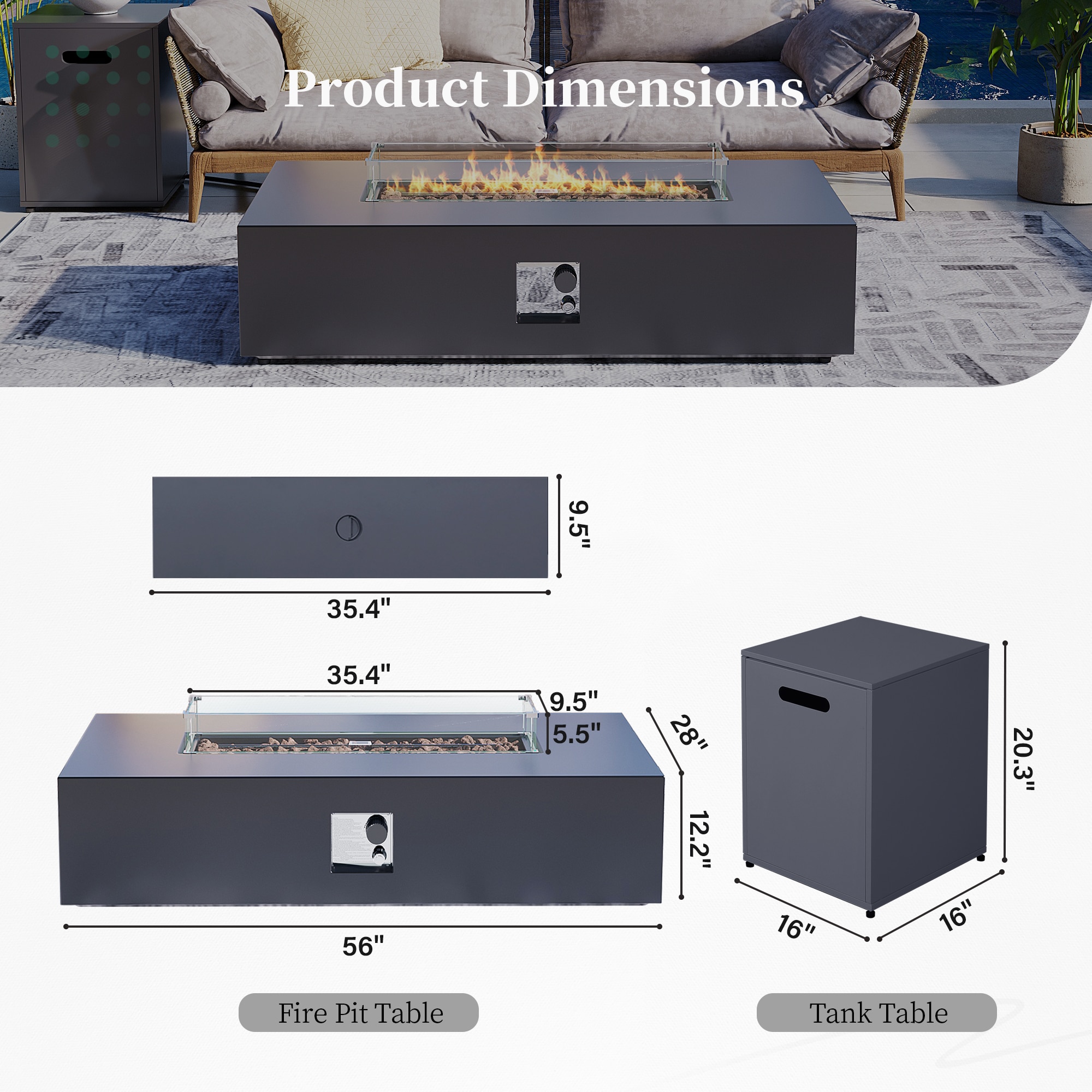 Patio Watcher 56TP-GREY-DK-BLZWST Outdoor-Gas-Firepits - View #4