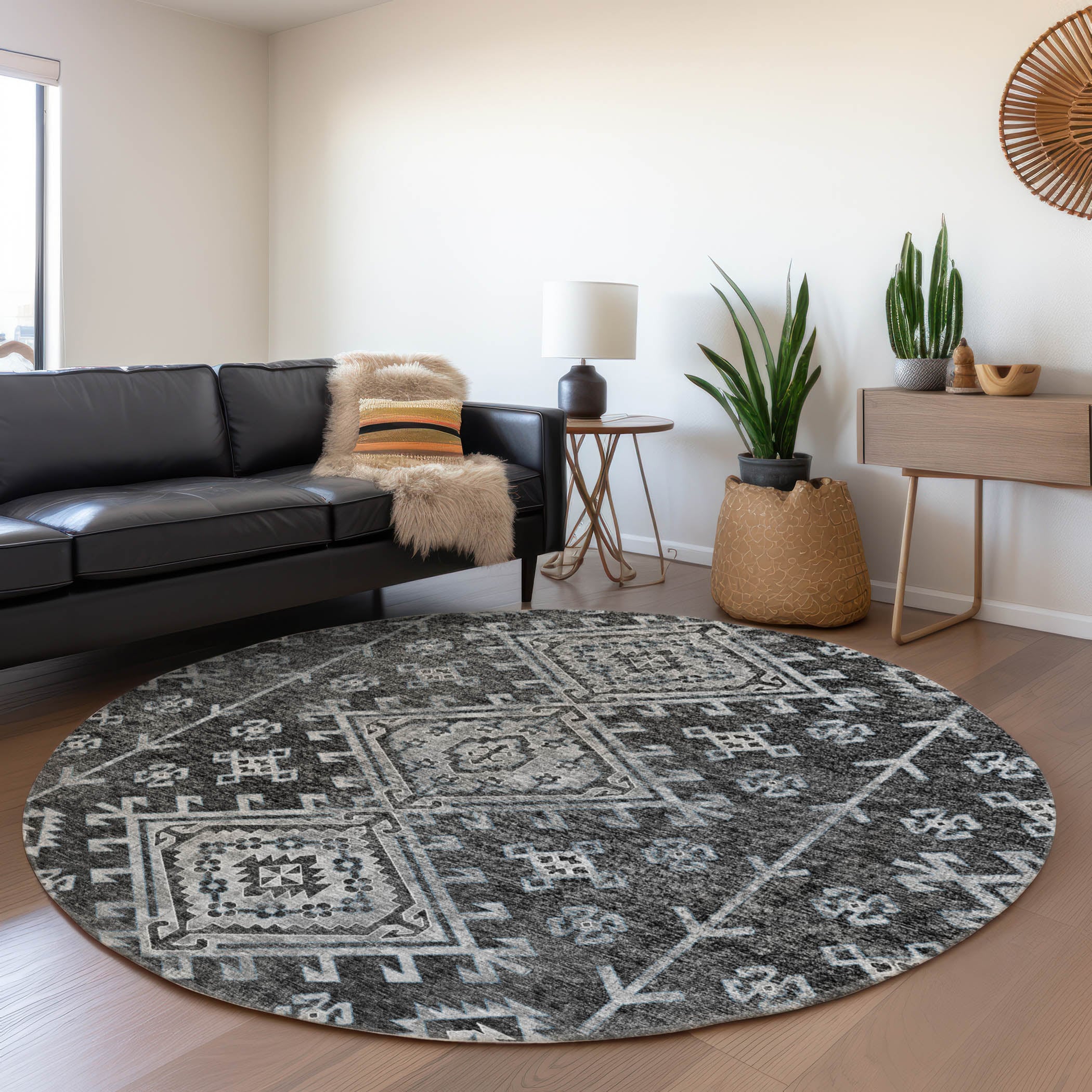 Addison Rugs AMF73SH8RO Mayfield AMF73SH 8 x 8 (ft) Loomed Polyester Shadow Round Indoor Abstract Machine washable Area rug