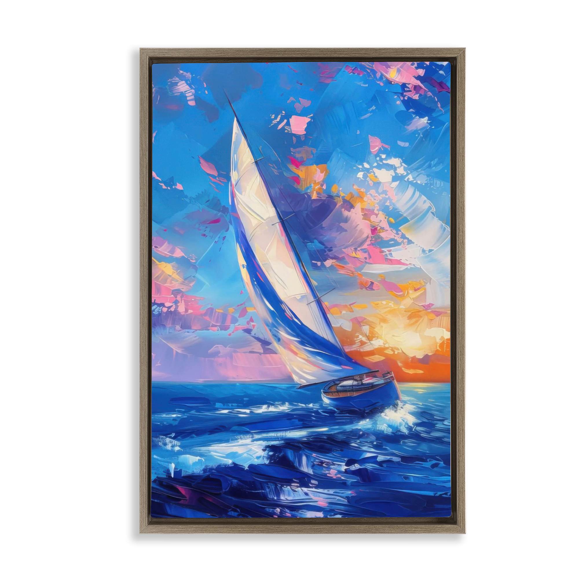 Stupell Industries BT-716-FFE-20X30 Abstract Boat at Sunset Floating Frame design by LSR Design Studio