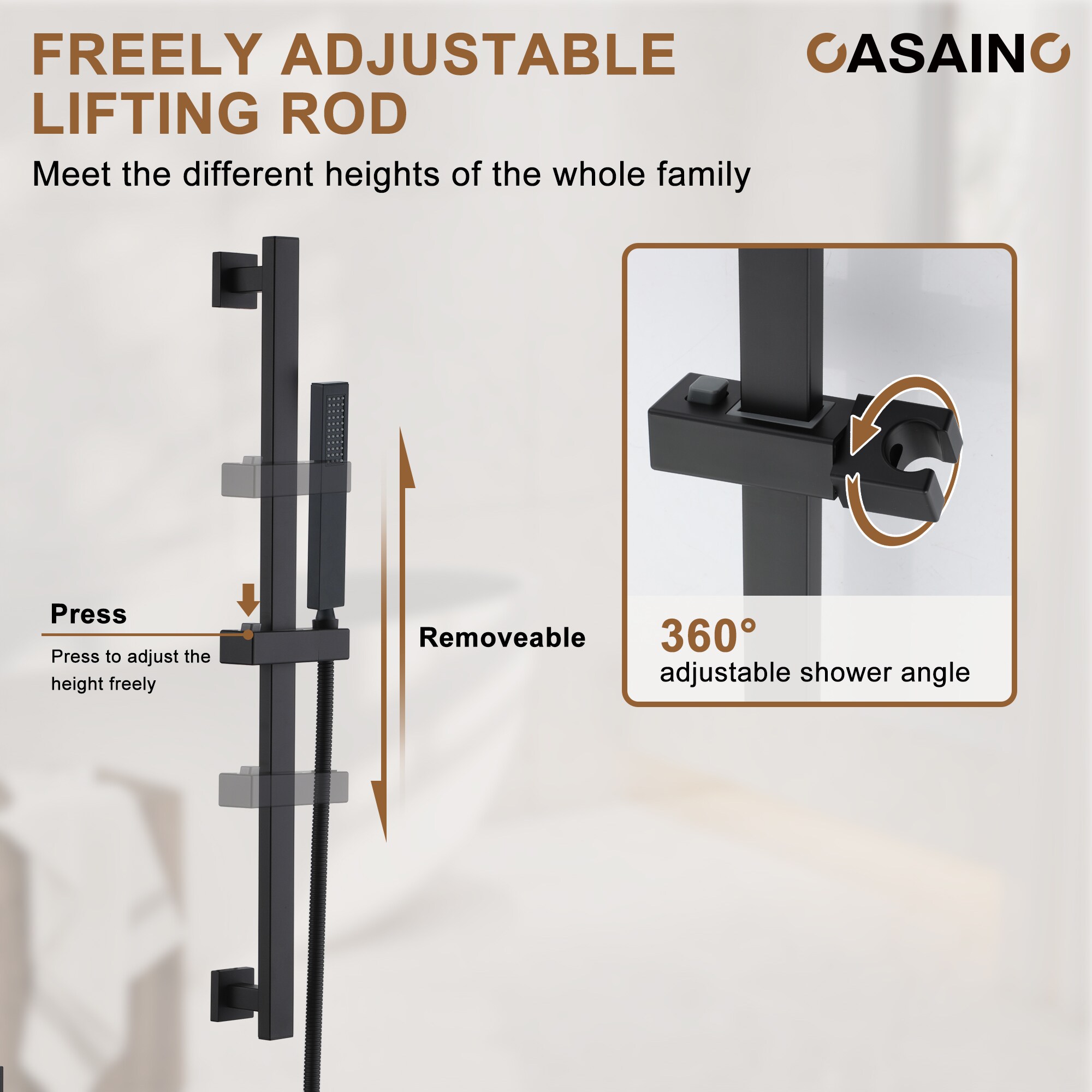 CASAINC KCHS0019-16MB Showerhead-Bar-Panels - View #8
