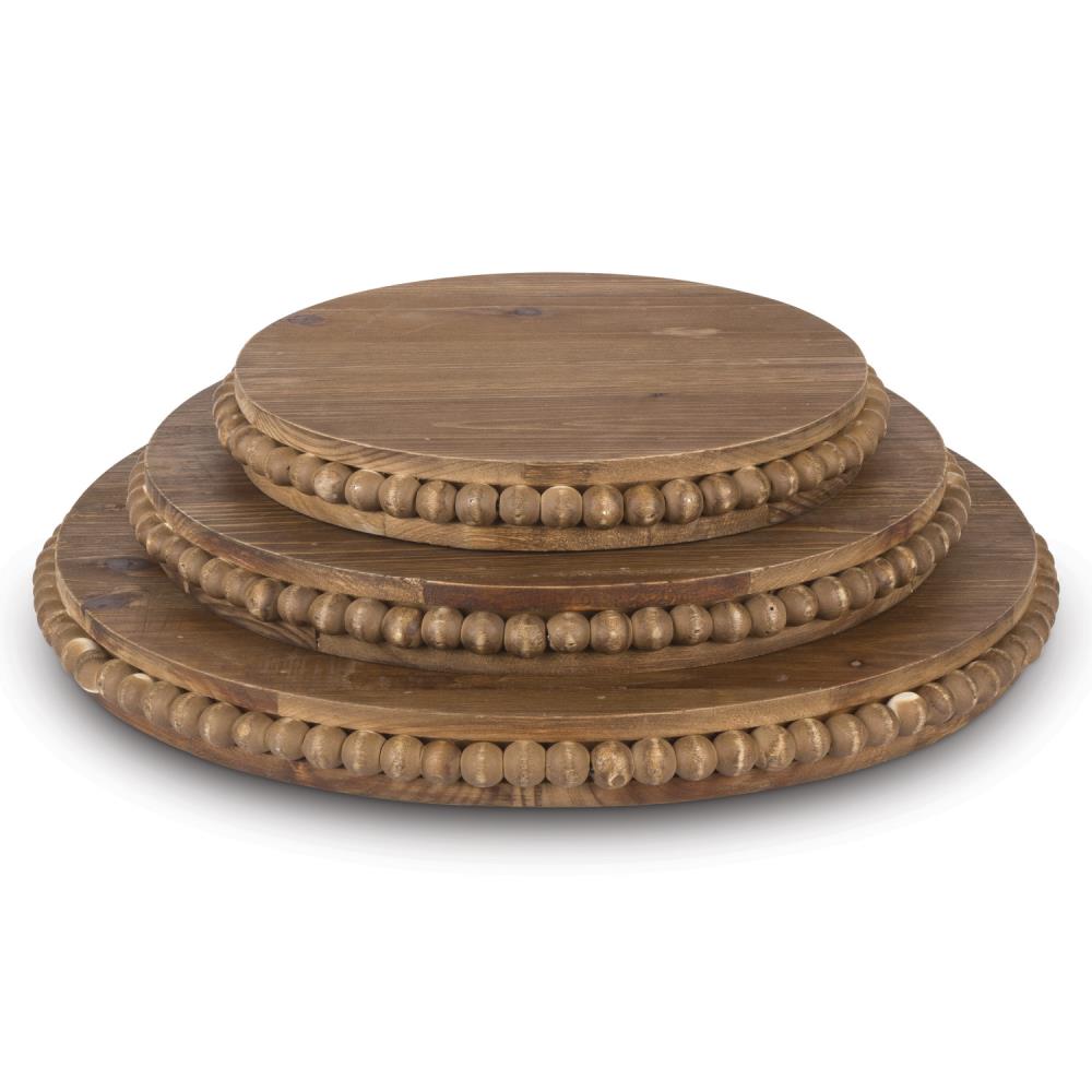 The GG Collection 94151EC Rustic Pedestal Platforms Of Stained Fir In Assorted Sizes (Set Of 3)