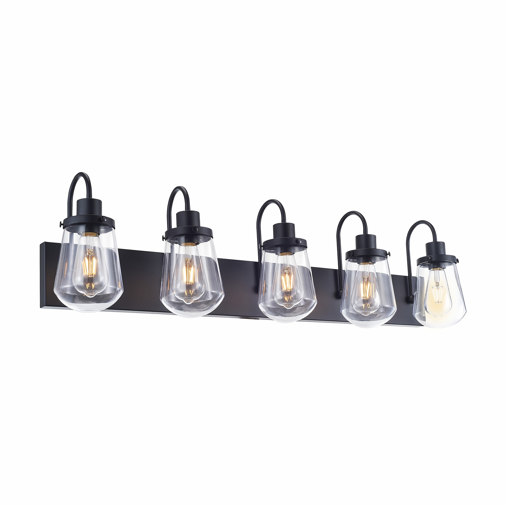 LTMATE LSJF24144-W5 JAZAVA 37.6-in 5 -Light Matte Black Industrial Vanity light