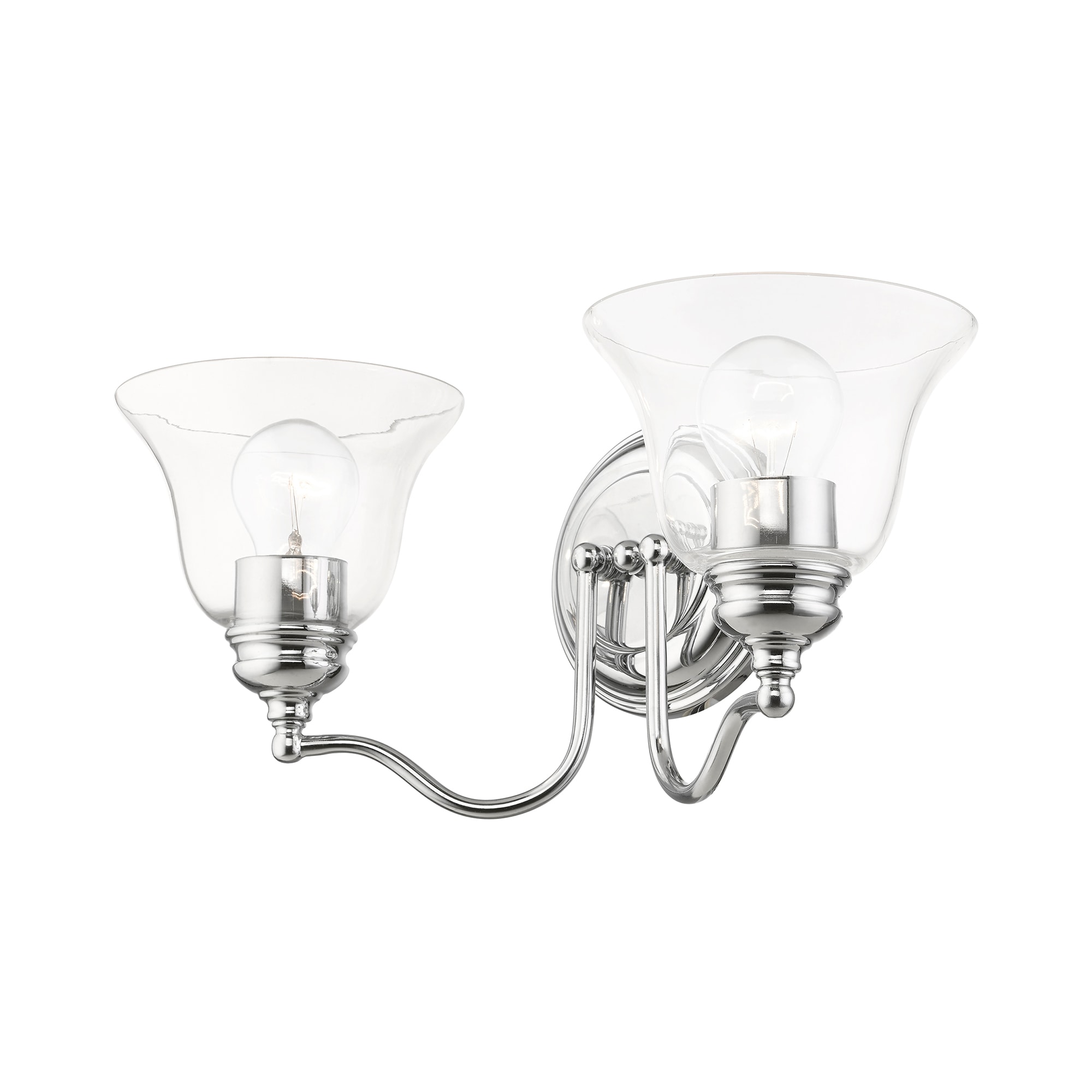 Moreland Polished Chrome Dual Light Vanity with Hand Blown Glass