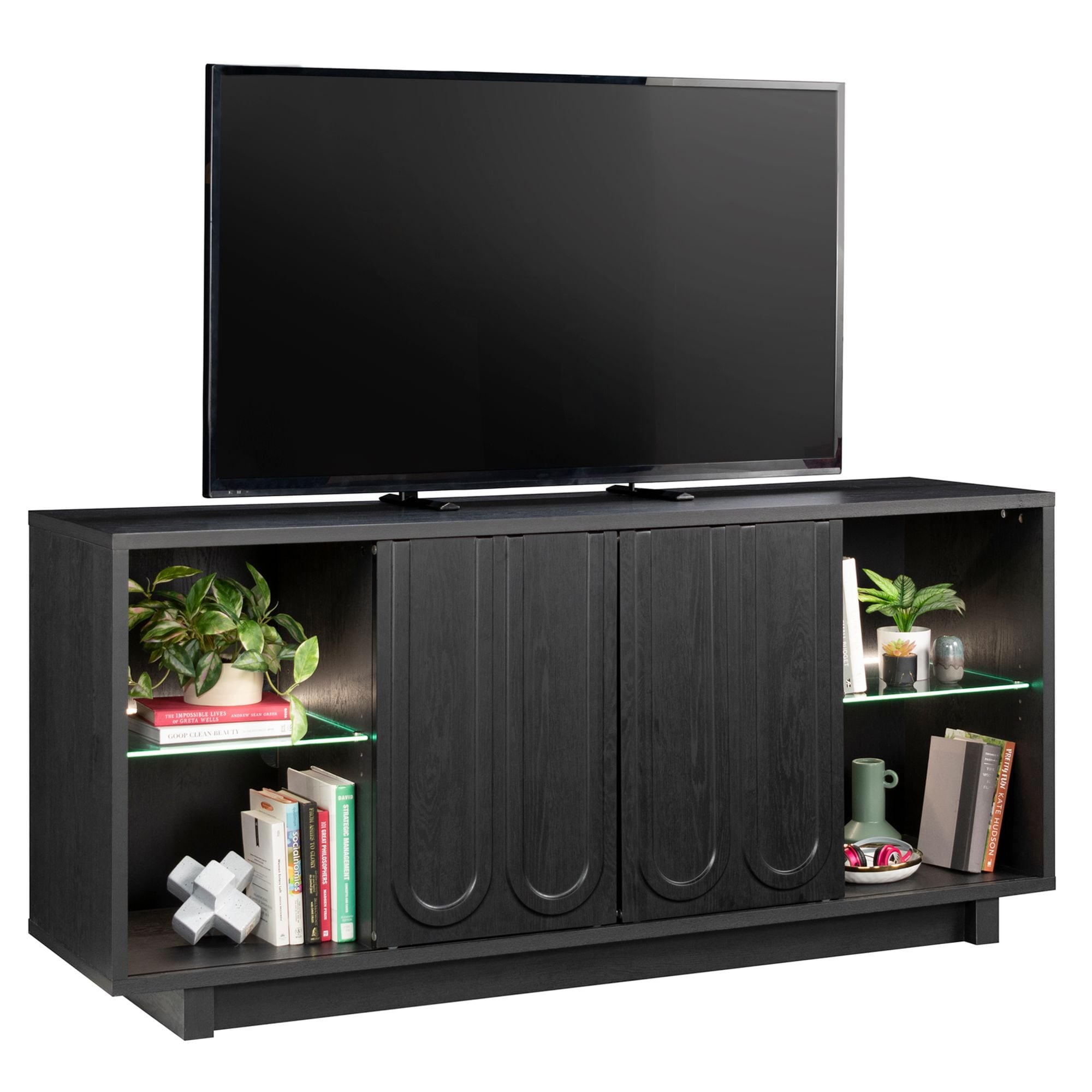 Sauder Misc Entertainment Credenza For TVs up to 64-inch Raven Oak finish #442819