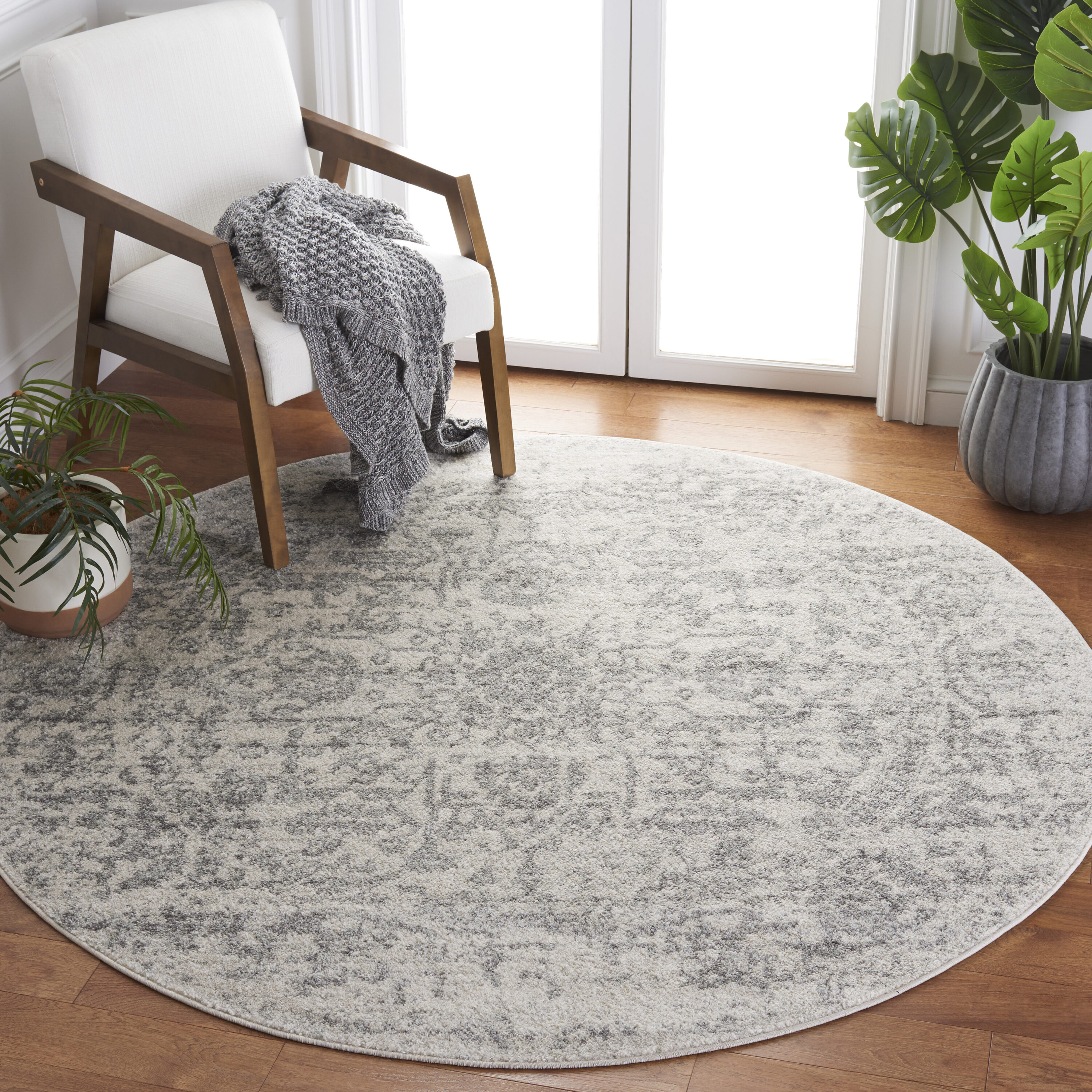Safavieh MAD603G-10R Madison 603G Silver Ivory Traditional Round 10ft x 10ft Rug