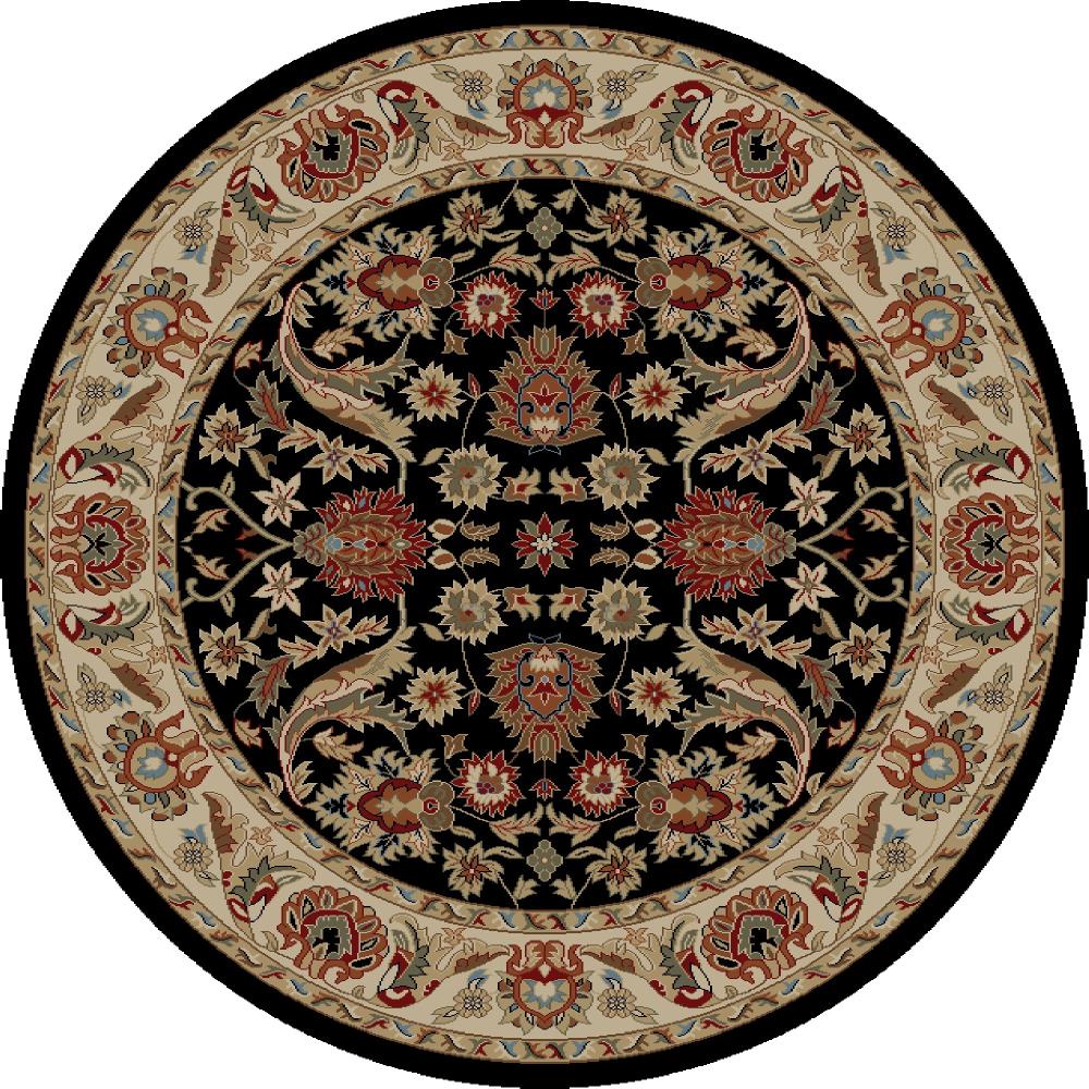 Concord Global Florence 5 X 5 (ft) Black Round Floral Area Rug at Lowes.com