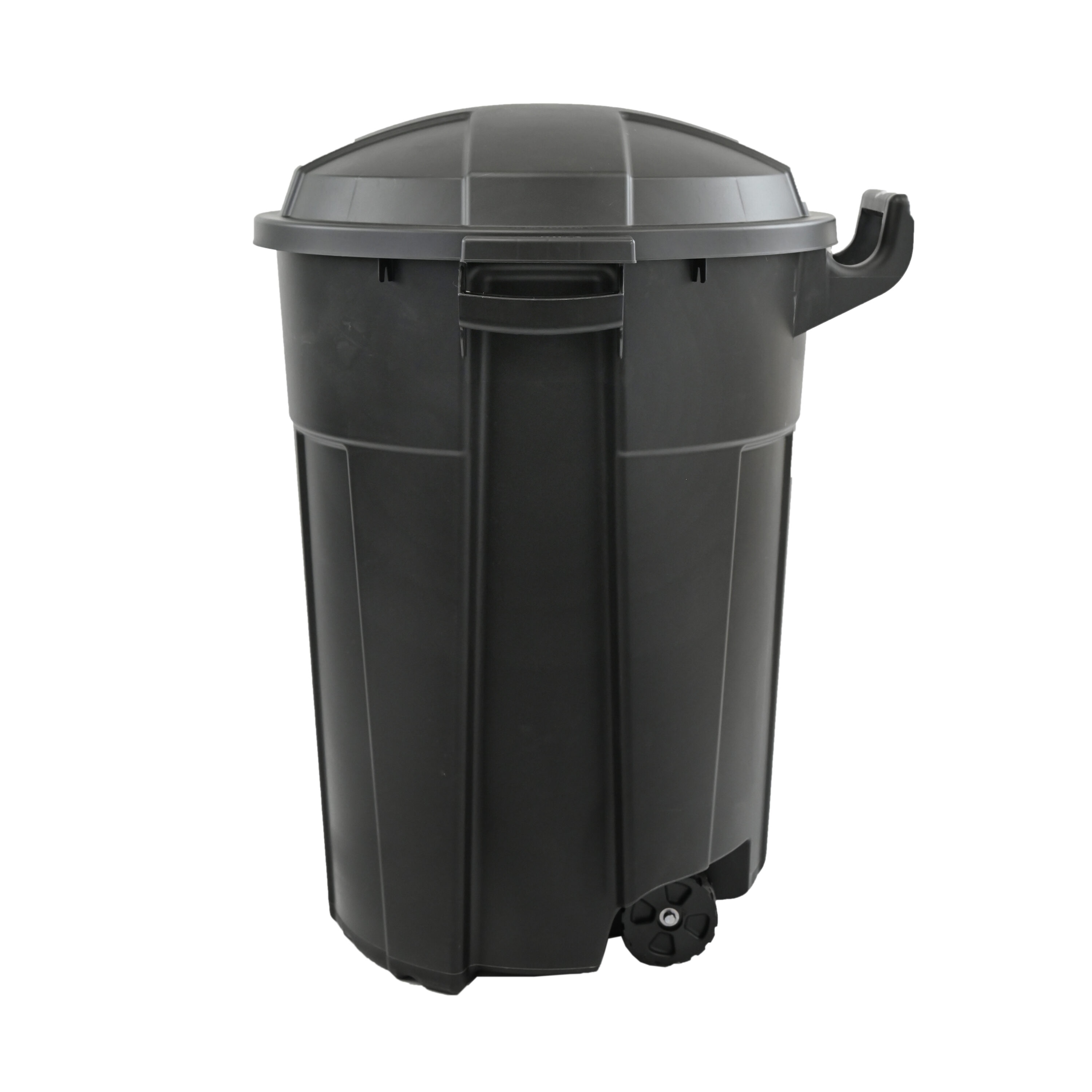 Project Source 45-Gallons Black Plastic Wheeled Trash Can with Lid Outdoor  in the Trash Cans department at