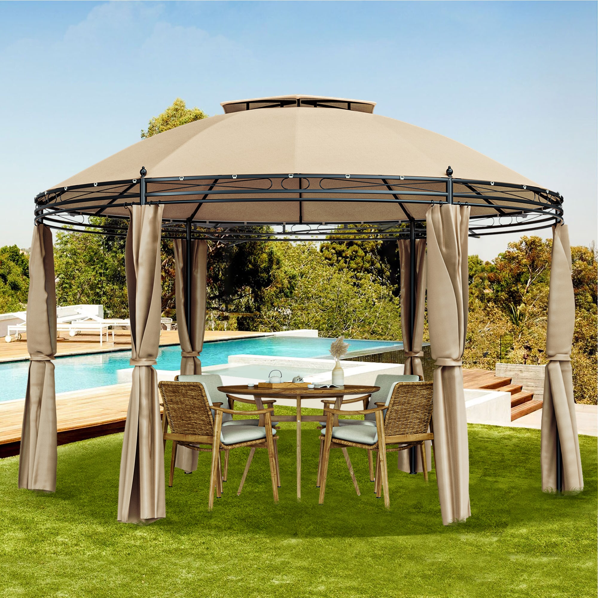 WELLFOR TDJ10384BN Wood-Resin-Gazebos - View #3