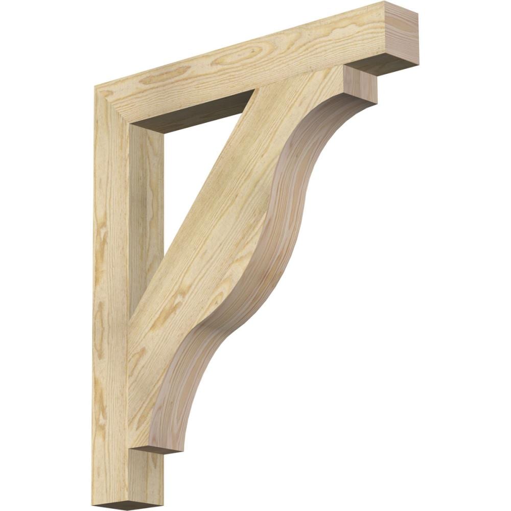 Ekena Millwork BKT04X30X34FST05RDF Funston Block Rough Sawn 4-in x 30-in x 34-in Douglas fir Brown Wood Standard bracket