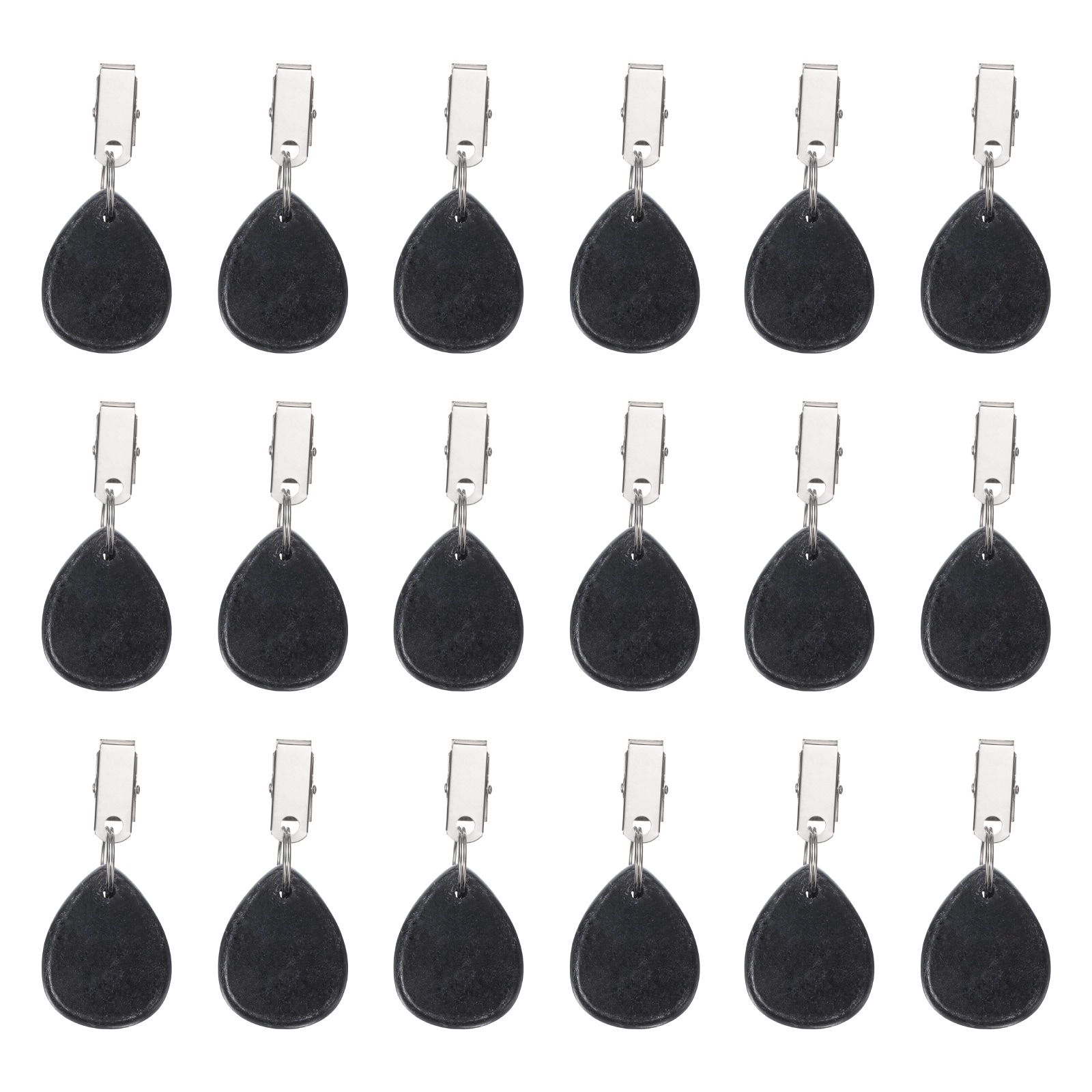 Unique Bargains 24pcs Tablecloth Weights Obsidian Table Cover Weights with Metal Clips Teardrop Shape Stone Tablecloth Pendant 4.5 x 3.5cm for Outdoor Party Picnic Garden Table Decoration Black
