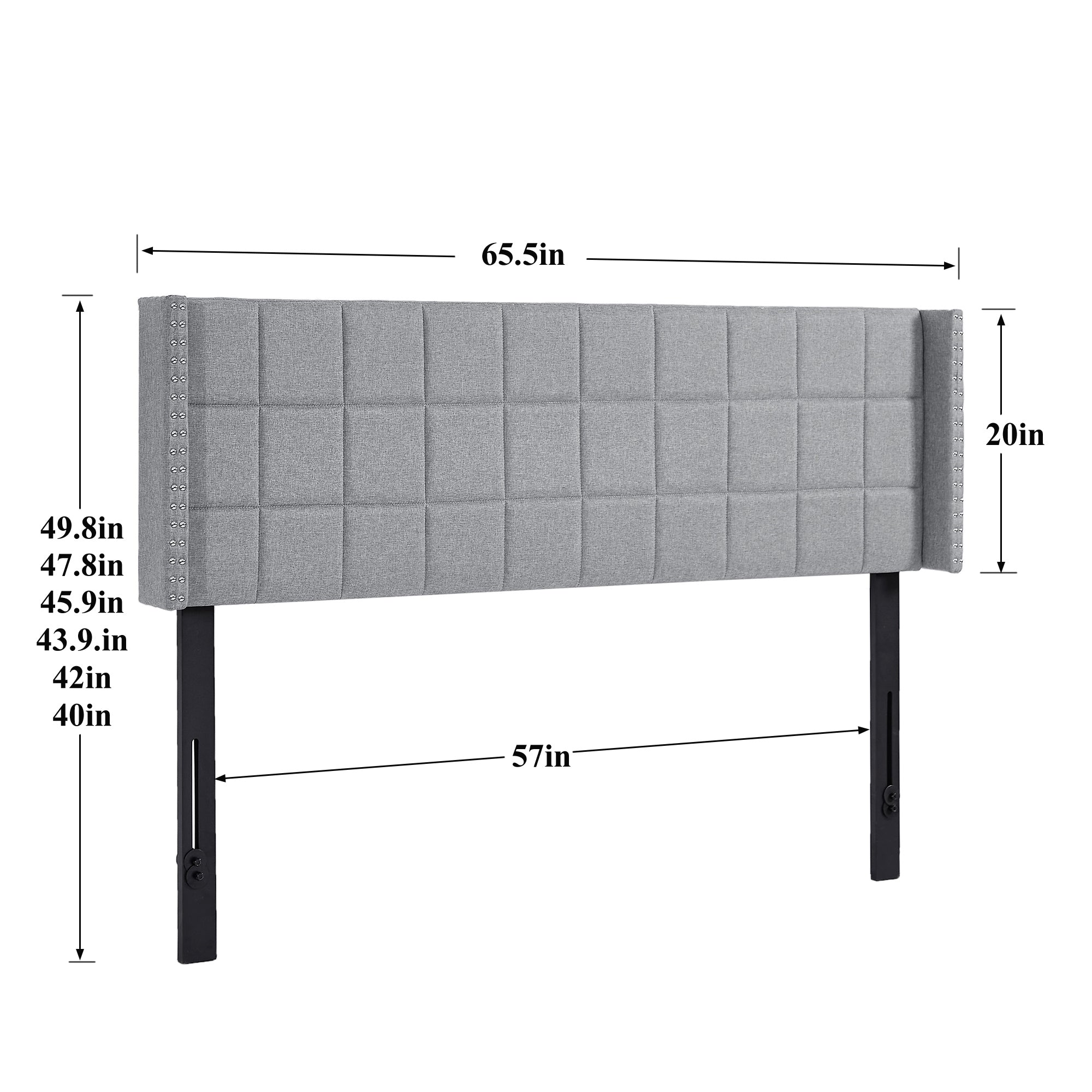 Vecelo LOE-HQ01-LGRY Upholstered-Headboards - View #3