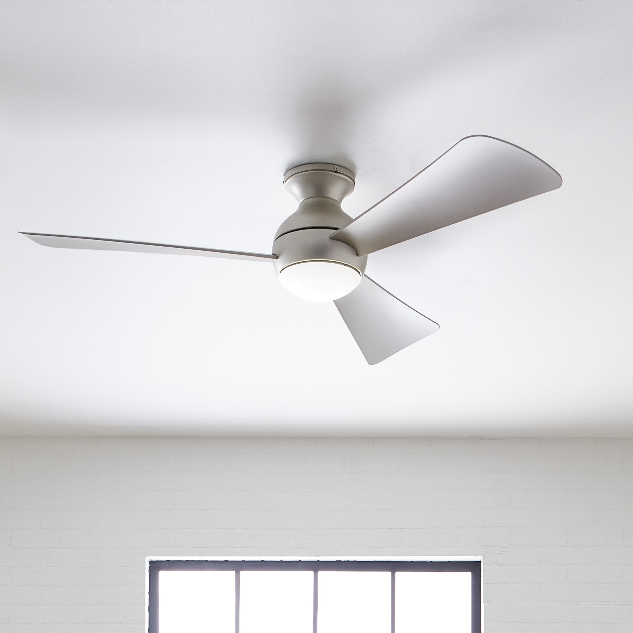 Kichler Sola 54-in Brushed Nickel LED Uncovered Outdoor Downrod or Flush Mount Ceiling Fan With Light and Wall Control Included