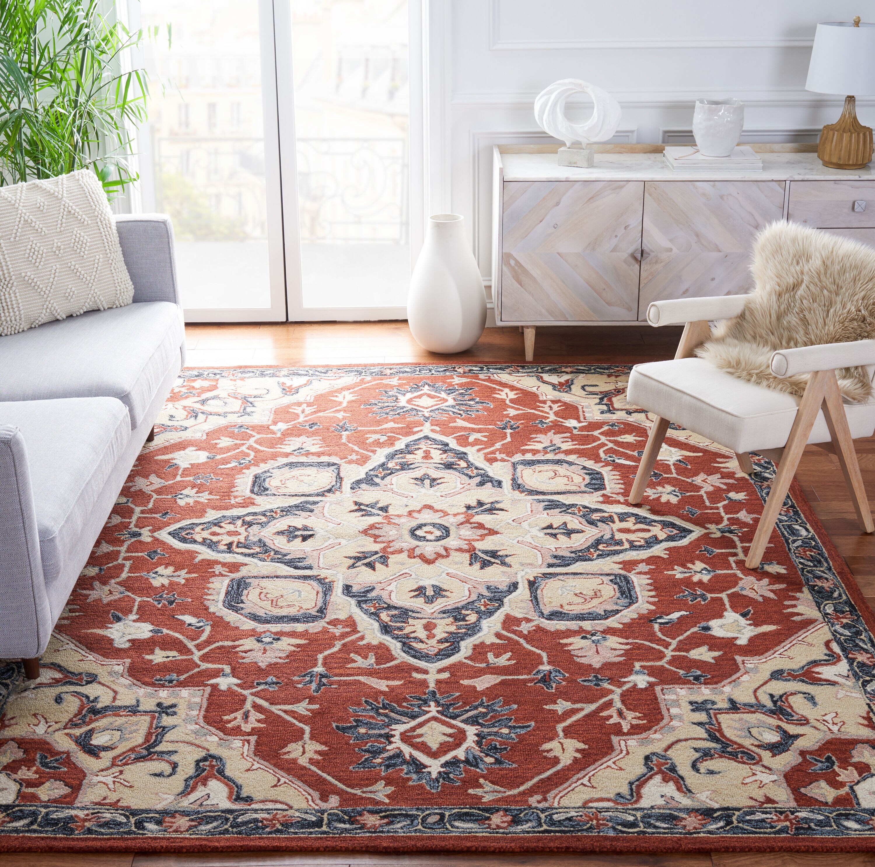  Heritage 922 Red/Black Traditional 6ft x 9ft Medium Rectangle Rug