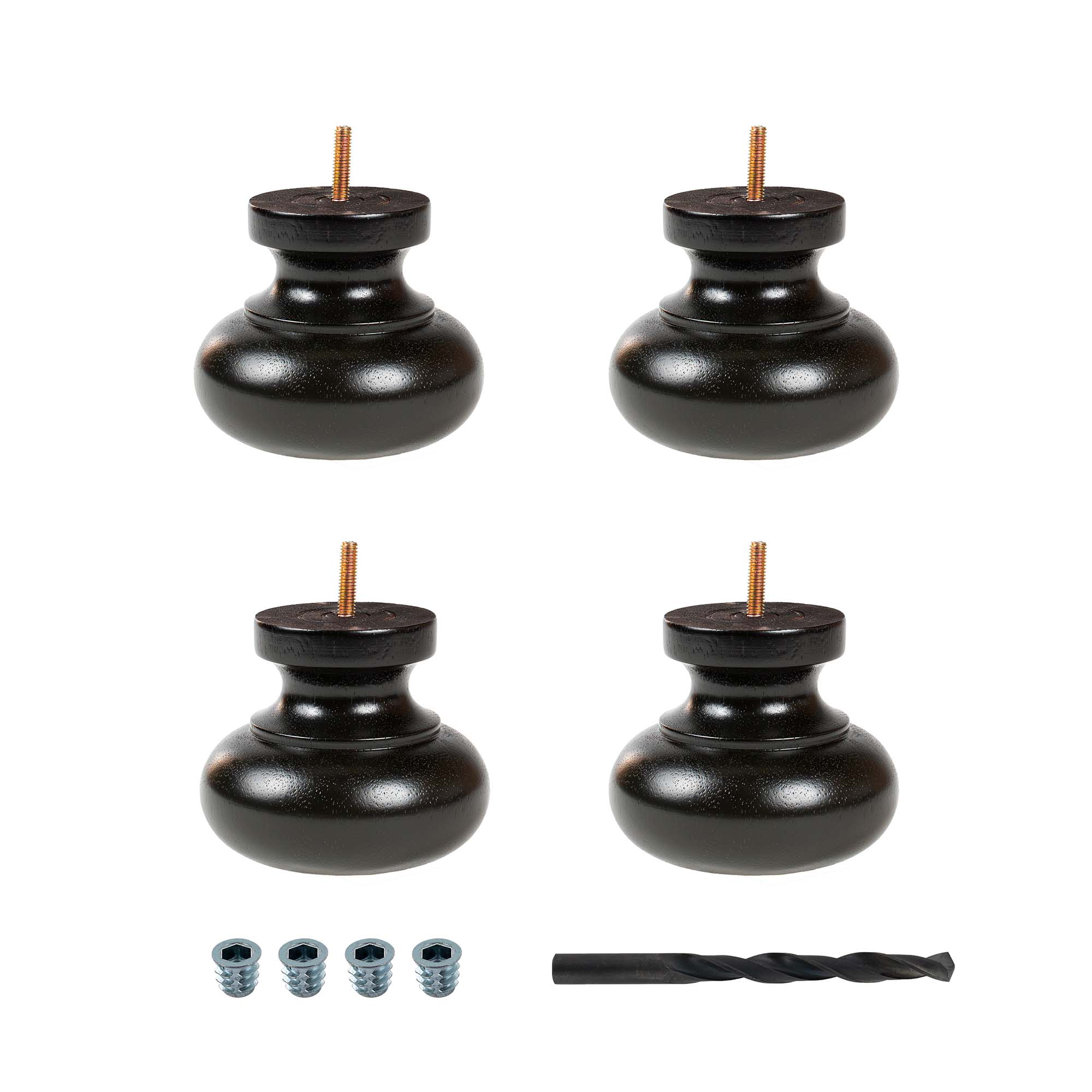 4.875-Inch Natural Rubberwood Bun Foot Sofa Legs Pack of 4