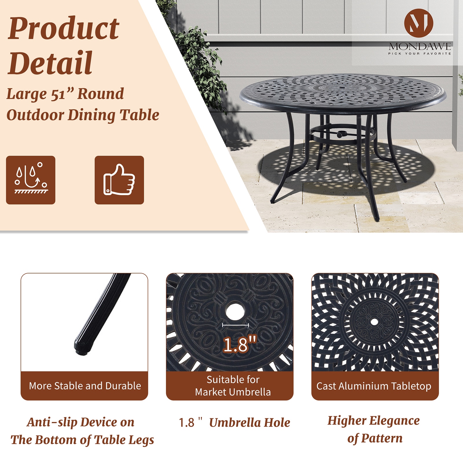 Mondawe MO-IVY1140R51 Patio-Tables - View #7