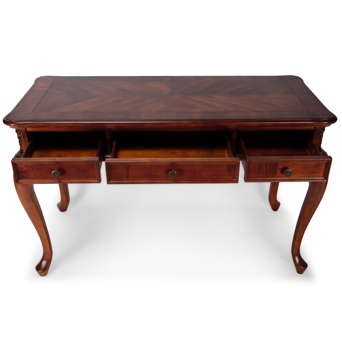 Cherry Birch Wood Executive Desk with Drawers