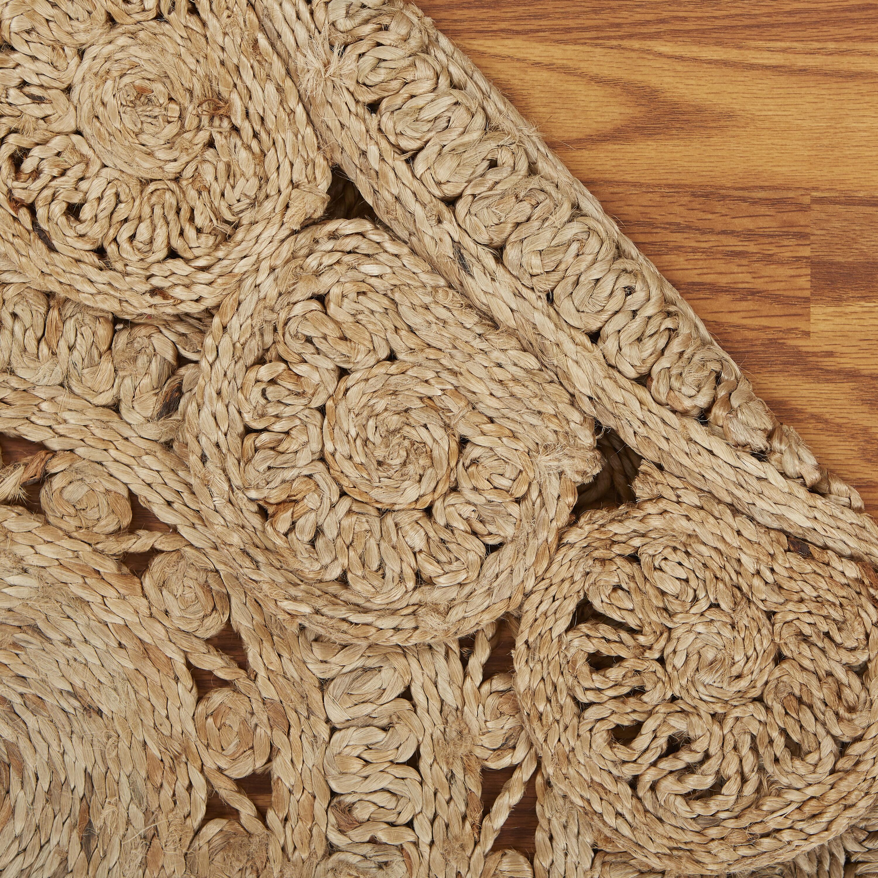Handmade Natural Jute Braided Round Area Rug, 4' x 4'