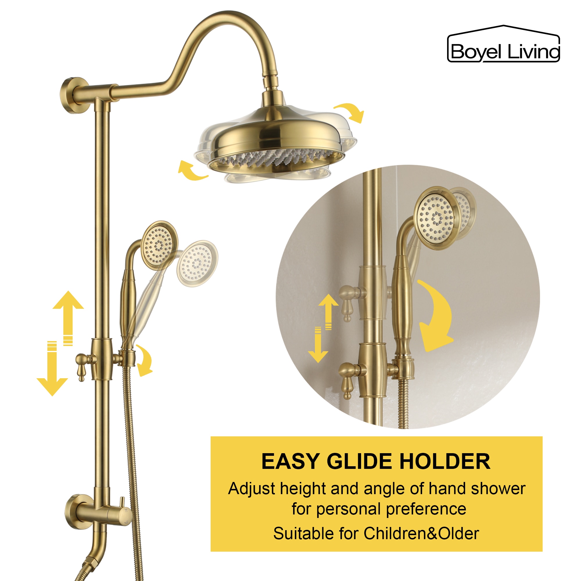 Clihome MS-BL-H1107-BG Showerhead-Bar-Panels - View #9