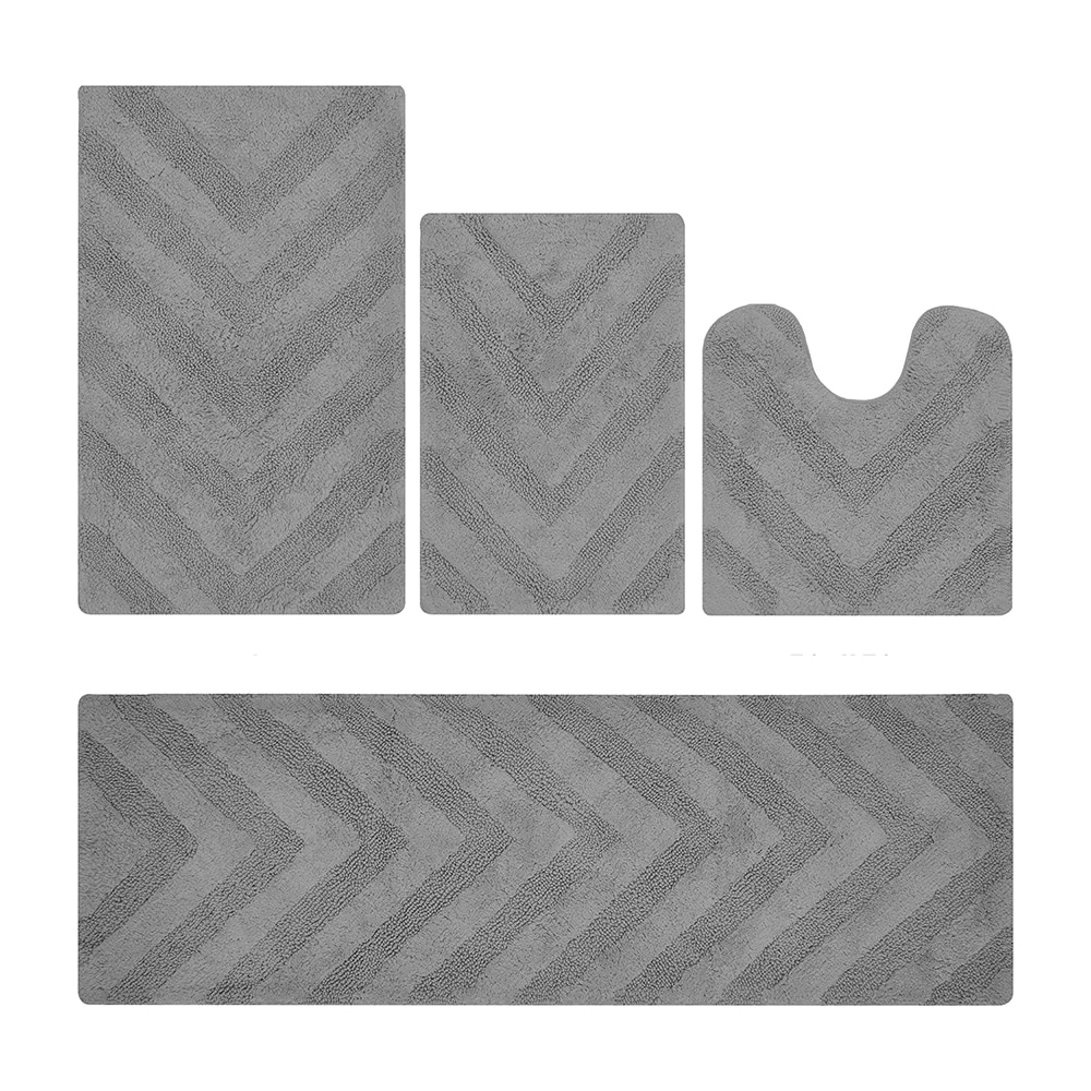 Mainstays Basic 3 Piece Polyester Bath Rug Set, 20 inch x 32 inch Rug, Contour, Lid - Light School Grey, Size: 3 Piece (20 inchx32 inch, Contour, Lid)