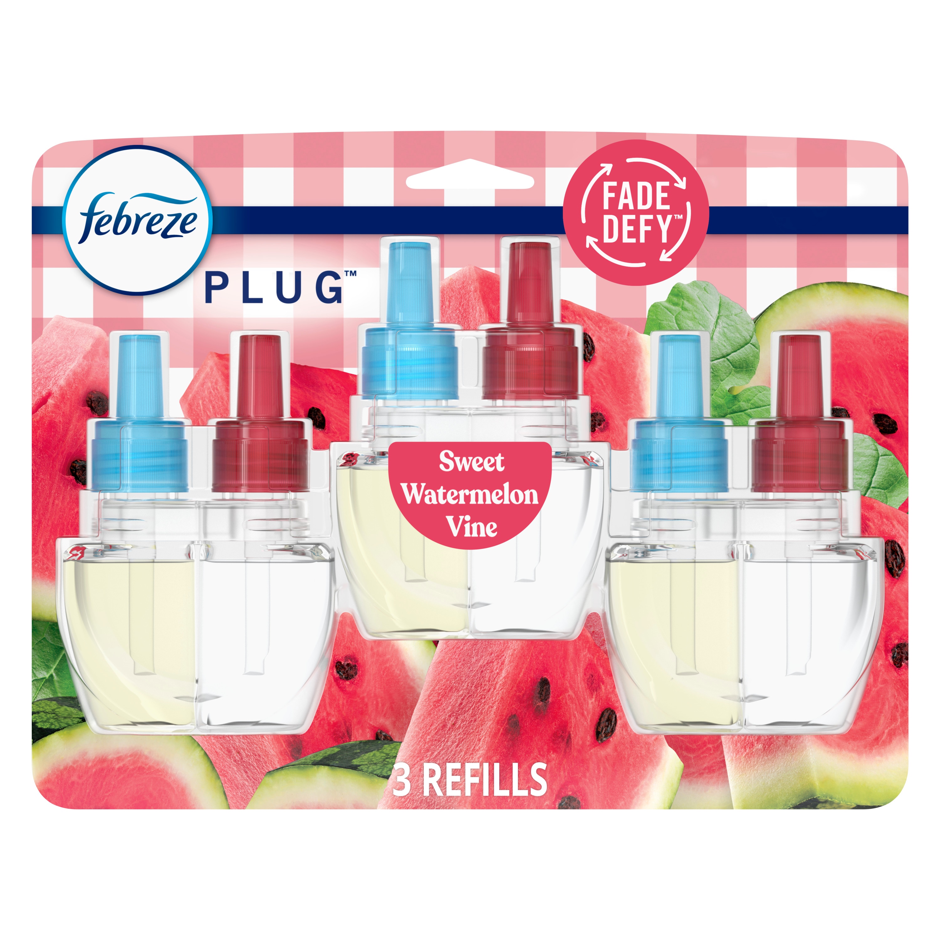 Febreze 3077211424 3 Count Sweet Watermelon Vine Refill Air Freshener