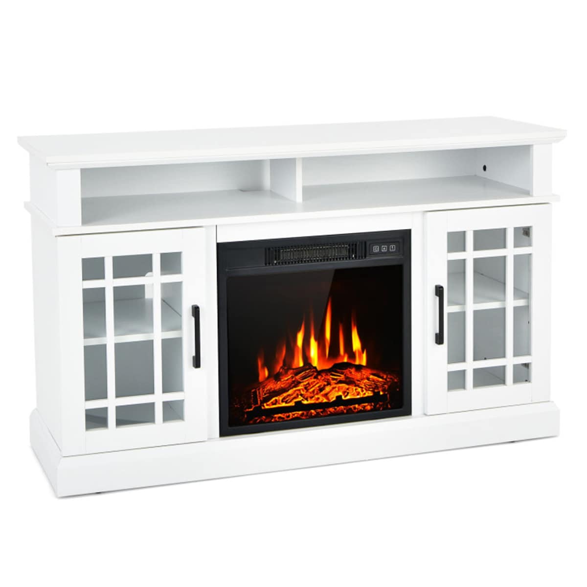 Clihome CL-WHUS-10105 48-Inches W White TV Stand with Fan-forced Flat wall Electric Fireplace with Remote Control Included