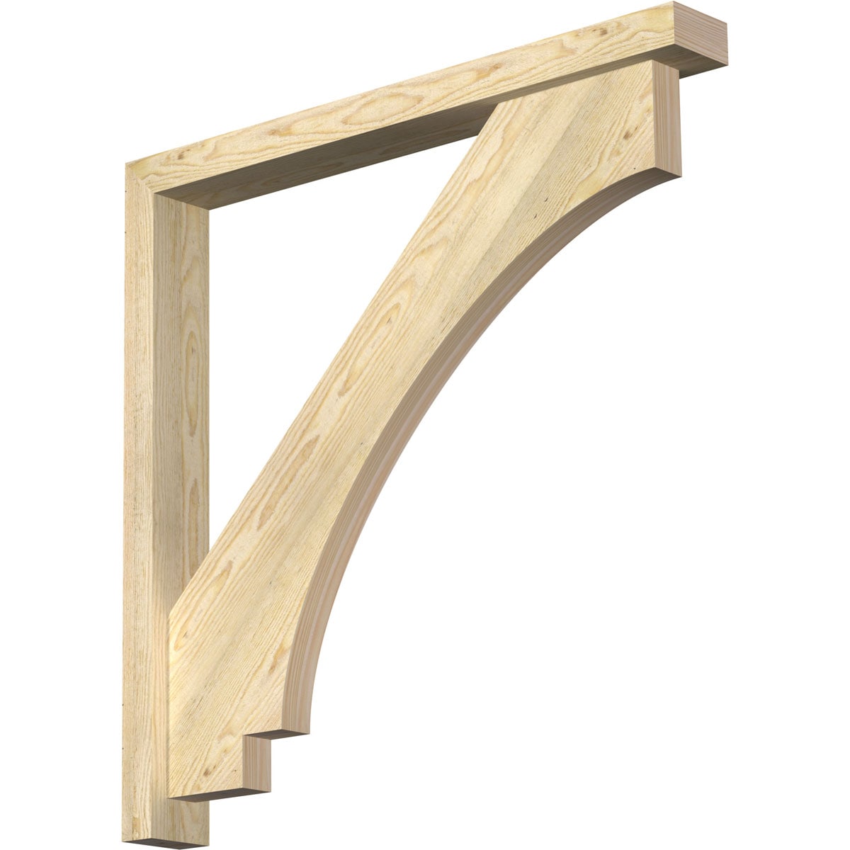 Ekena Millwork 1462832 Imperial Block Rough Sawn Bracket with Offset Brace 4-in x 34-in x 34-in Douglas fir Brown Wood Standard bracket