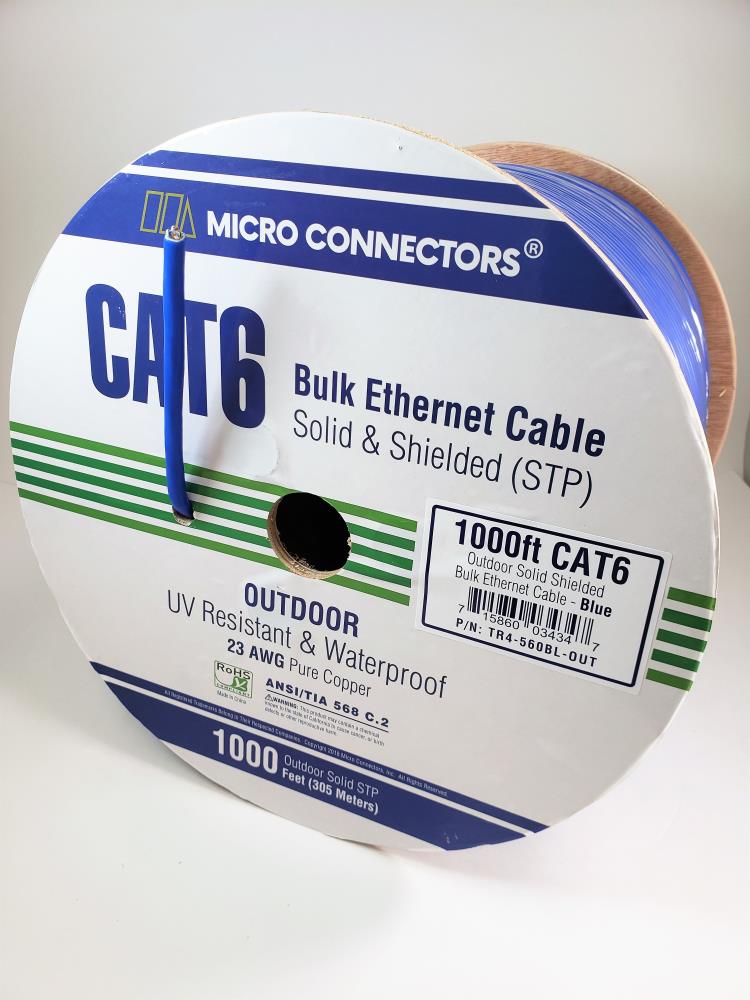 Micro Connectors Bulk 1000-ft 23 Cat 6 4 Communications Multipurpose Blue  Data Cable Spool in the Data Cable department at