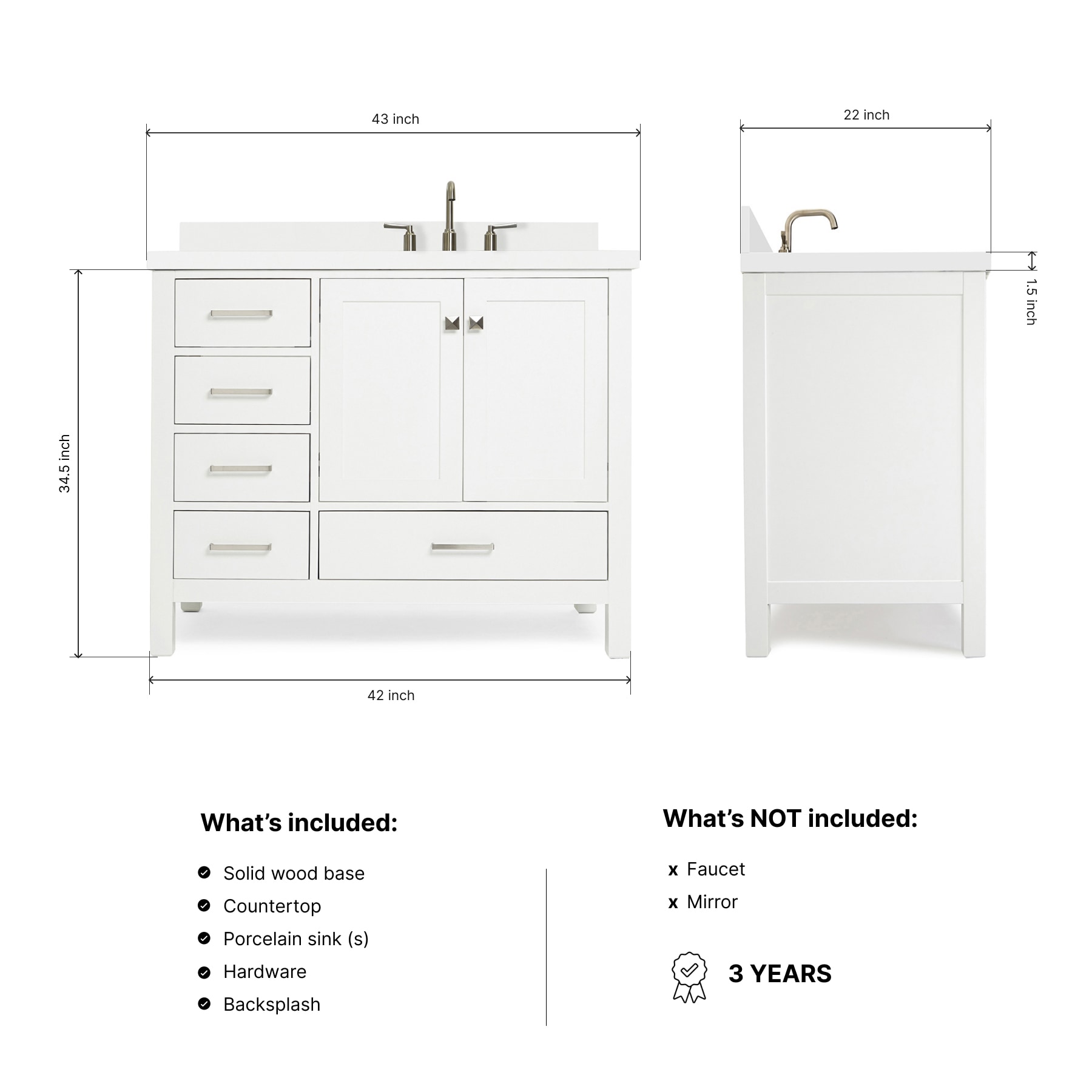 ARIEL A043SRWQRVOWHT Bath-Vanity-Combo - View #3