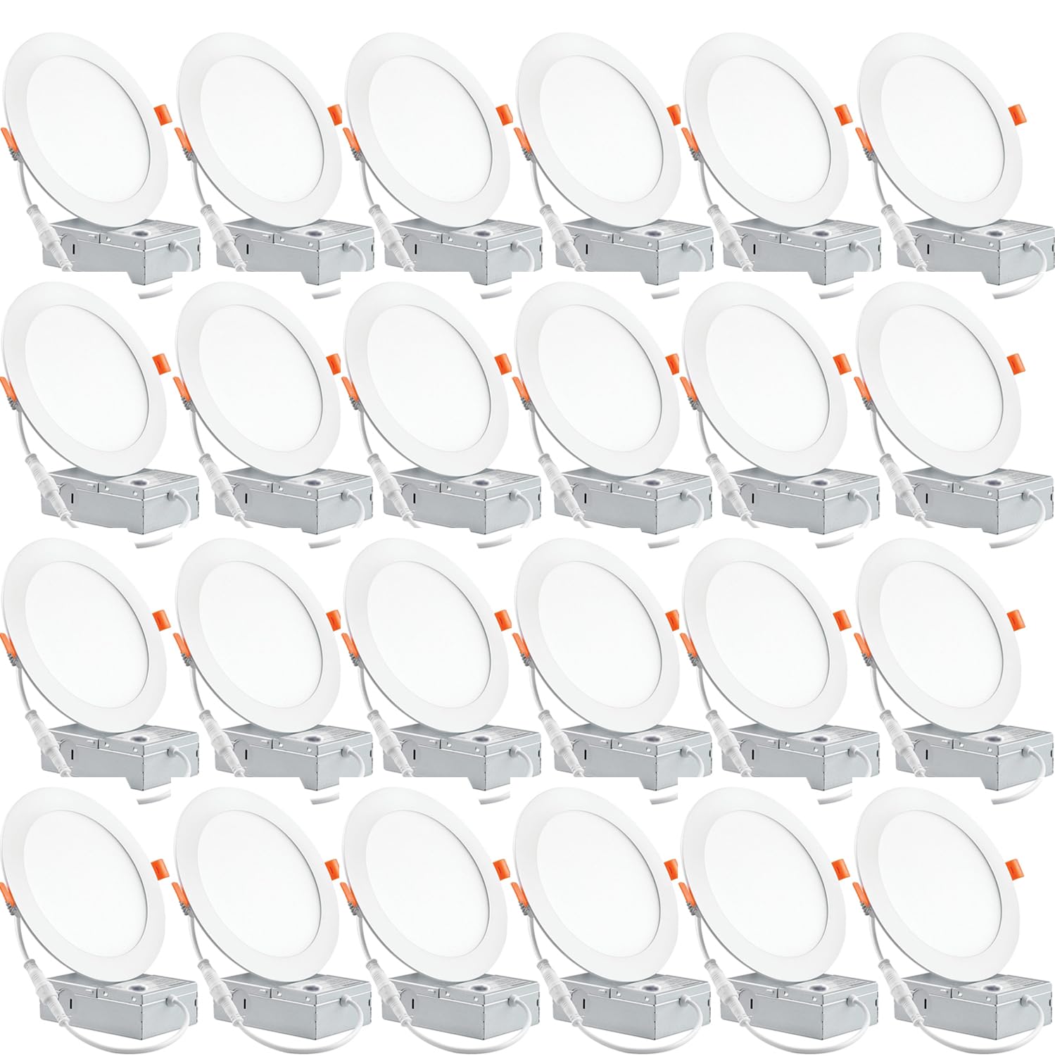 Vrbgify  24 Pack 6 Inch Ultra Thin LED Recessed Ceiling Light with Junction Box 6000K 12W 1050LM High Brightness Can Lights