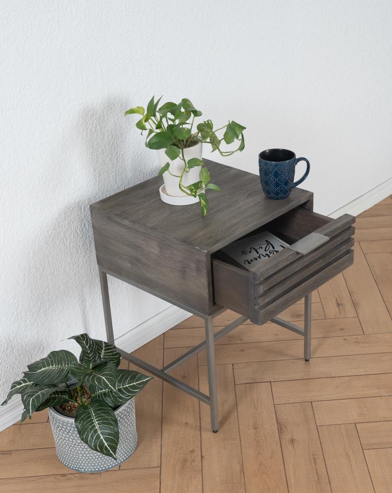 Madeleine Home Side table/end table Gray Wash Wood End Table at