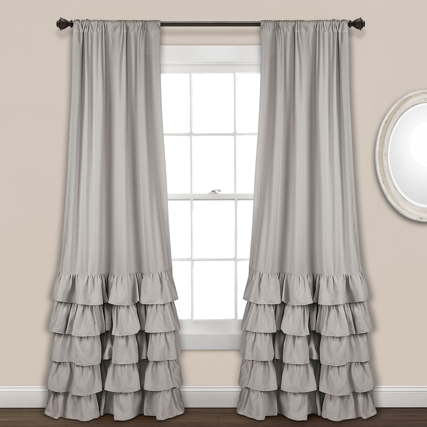 Lush Decor 16T003371 84-Inches Light Gray Rod pocket Curtain panel pair