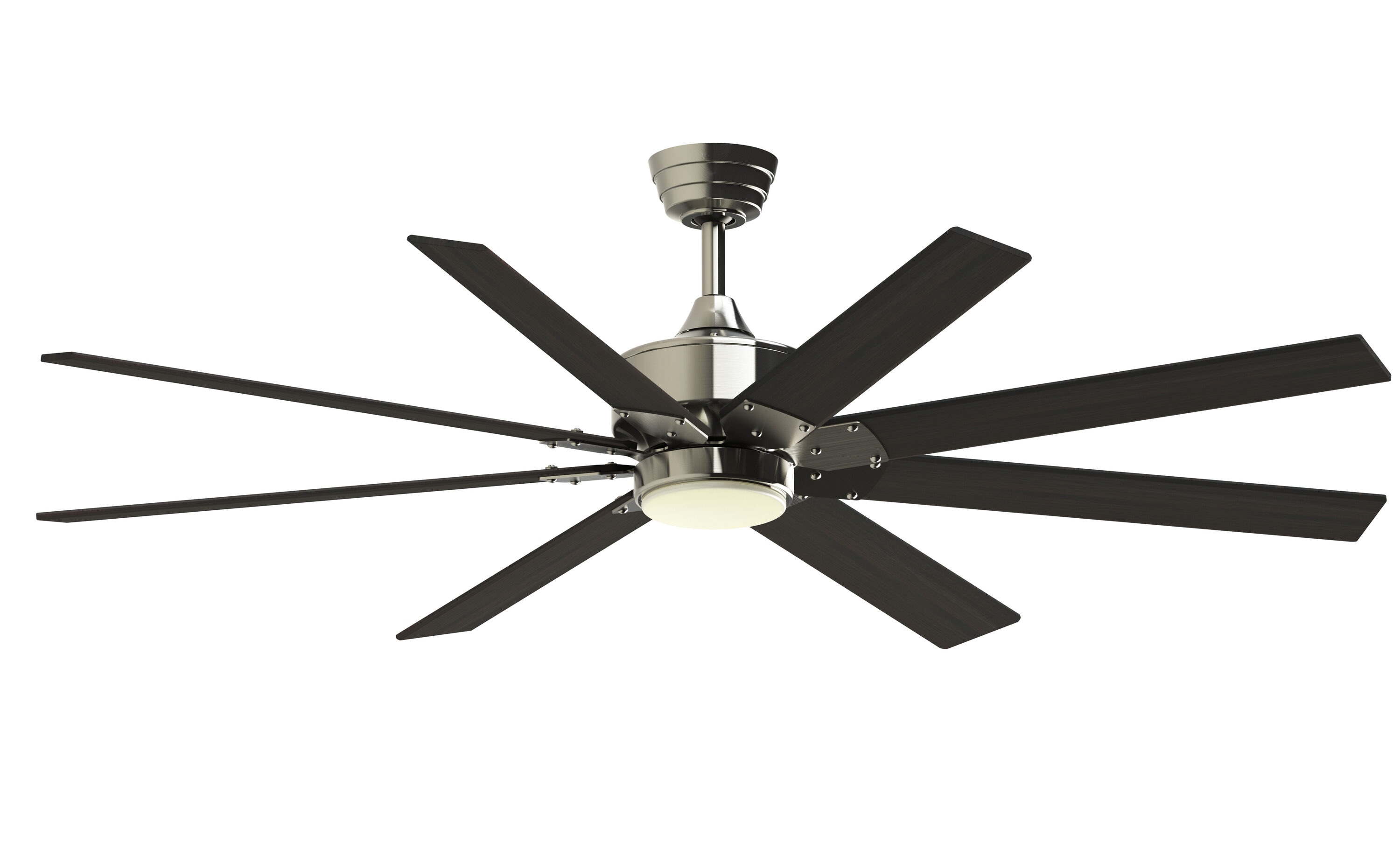 Fanimation Levon Custom 64-in Brushed Nickel Color-changing LED Indoor/Outdoor Smart Ceiling Fan with Light Remote (8-Blade) Walnut -  FPD7912BBN-64DWA-LK