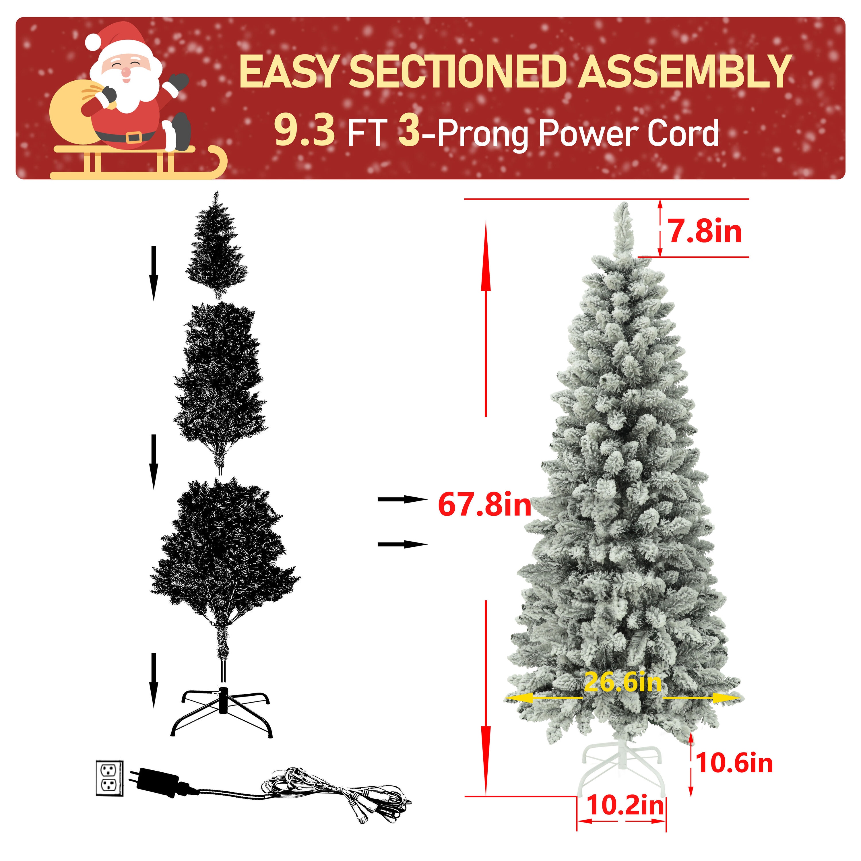 VEIKOUS 5-ft Pine Pre-lit Pencil White Artificial Christmas Tree with ...