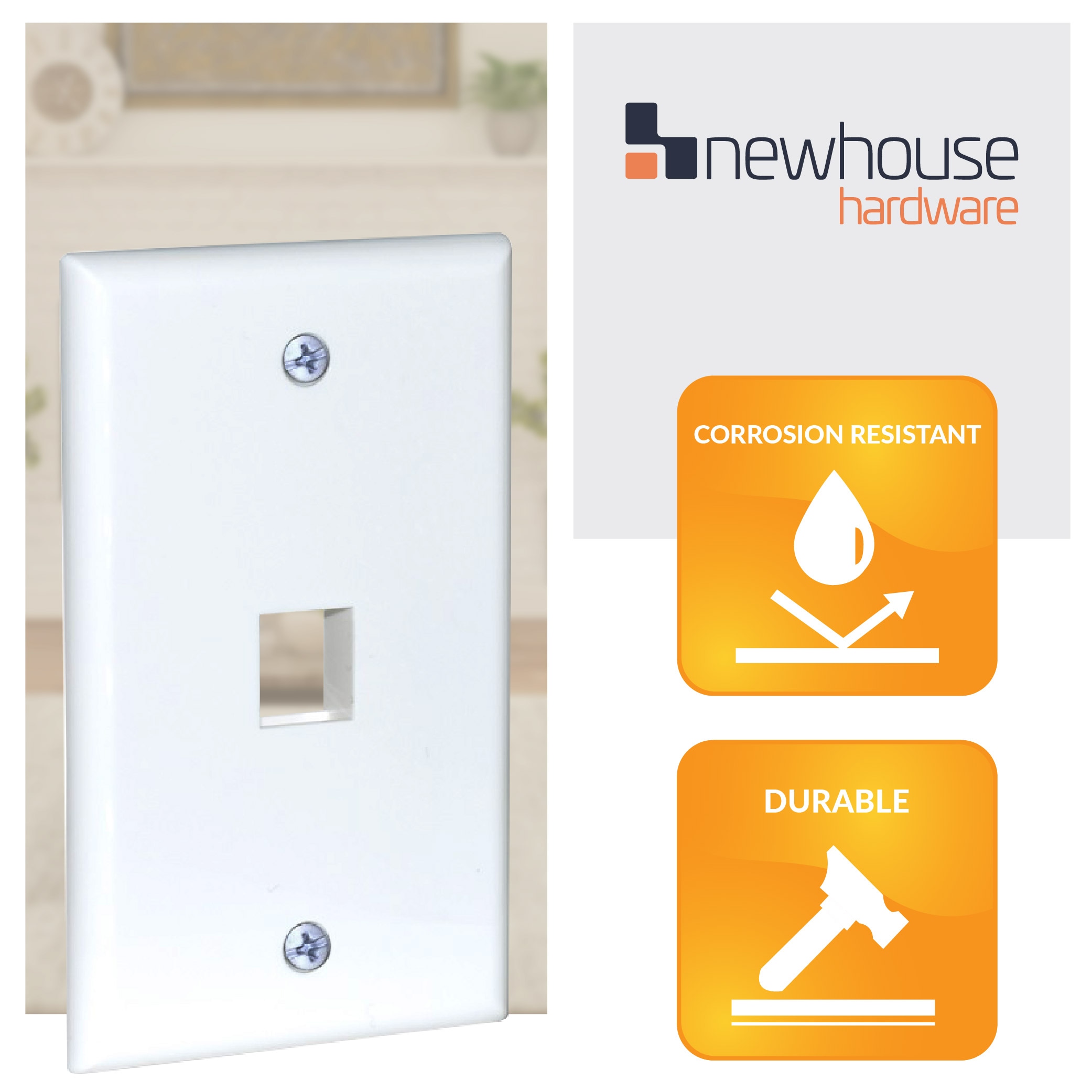 Newhouse Hardware QP1-WH-05 Audio-Video-Wall-Jacks - View #3