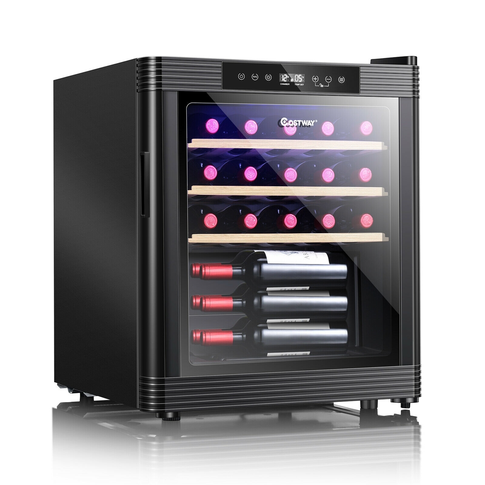 20-in W 21-Bottle Capacity Black Dual Zone Cooling Built-In /freestanding Wine Cooler | - GZMR HYCC-24801US-LC