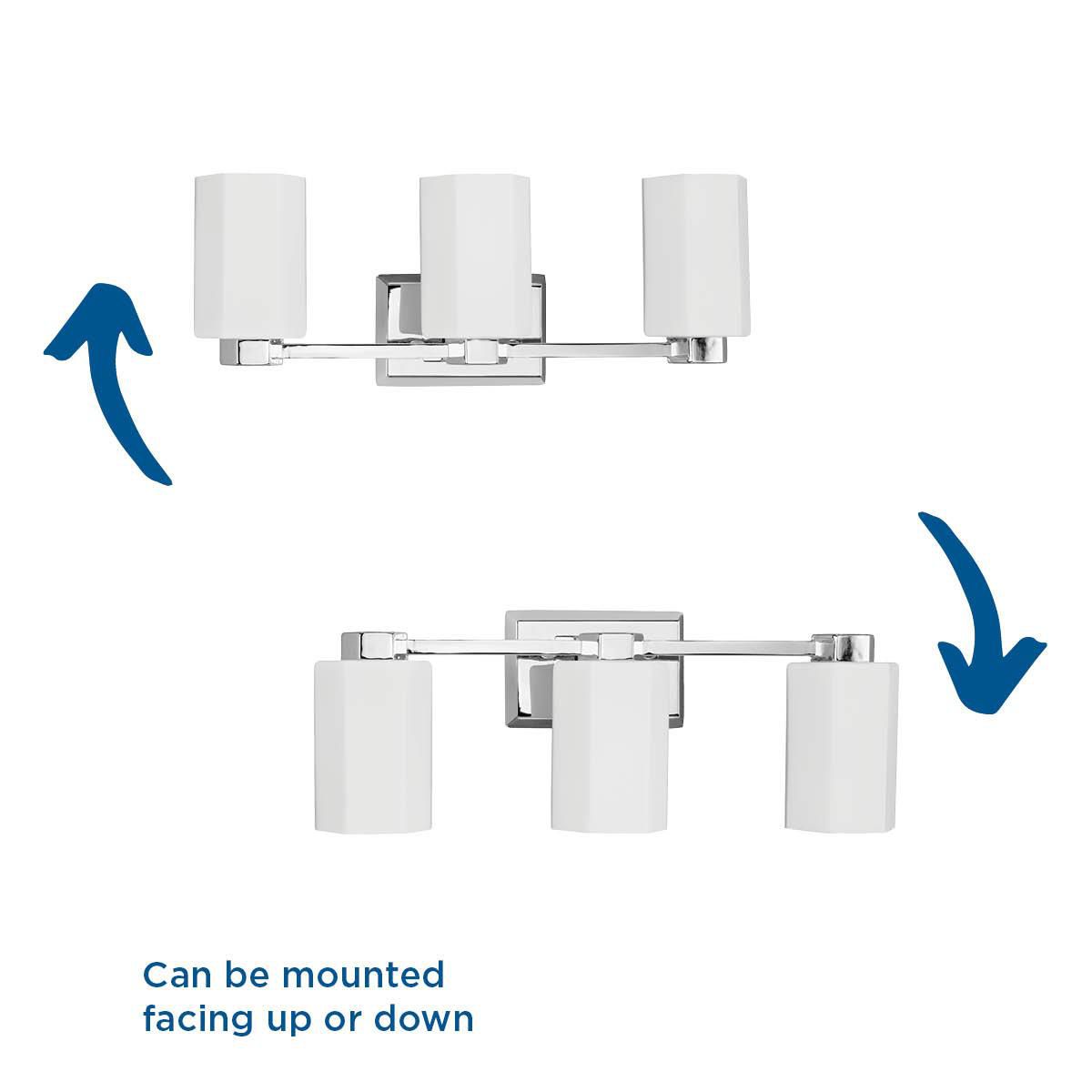 Estrada Polished Chrome 3-Light Vanity with Opal Glass Shades