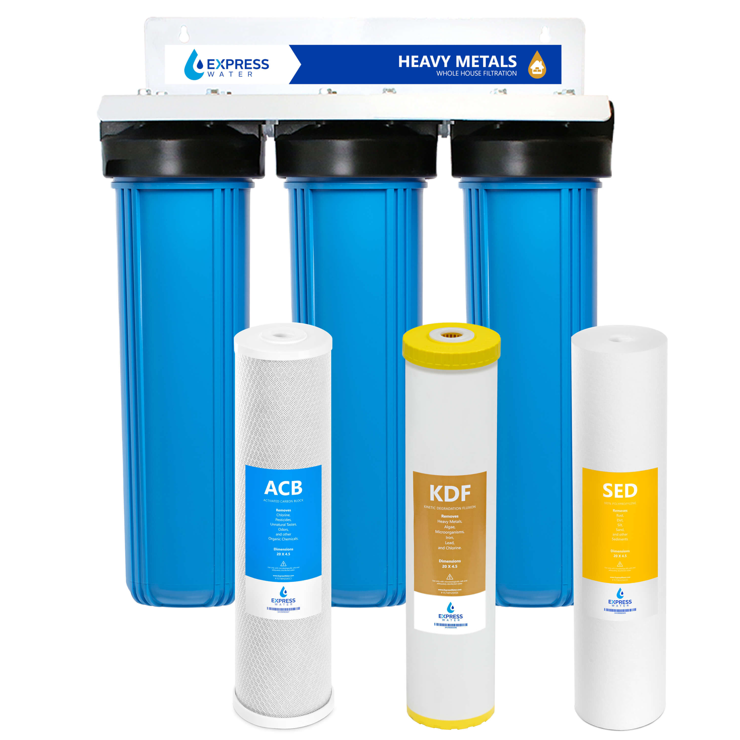 Express Water WH-300RS-CKS WH-300RS-CKS Triple-stage 15-GPM KDF Soft water Whole House Water Filtration System
