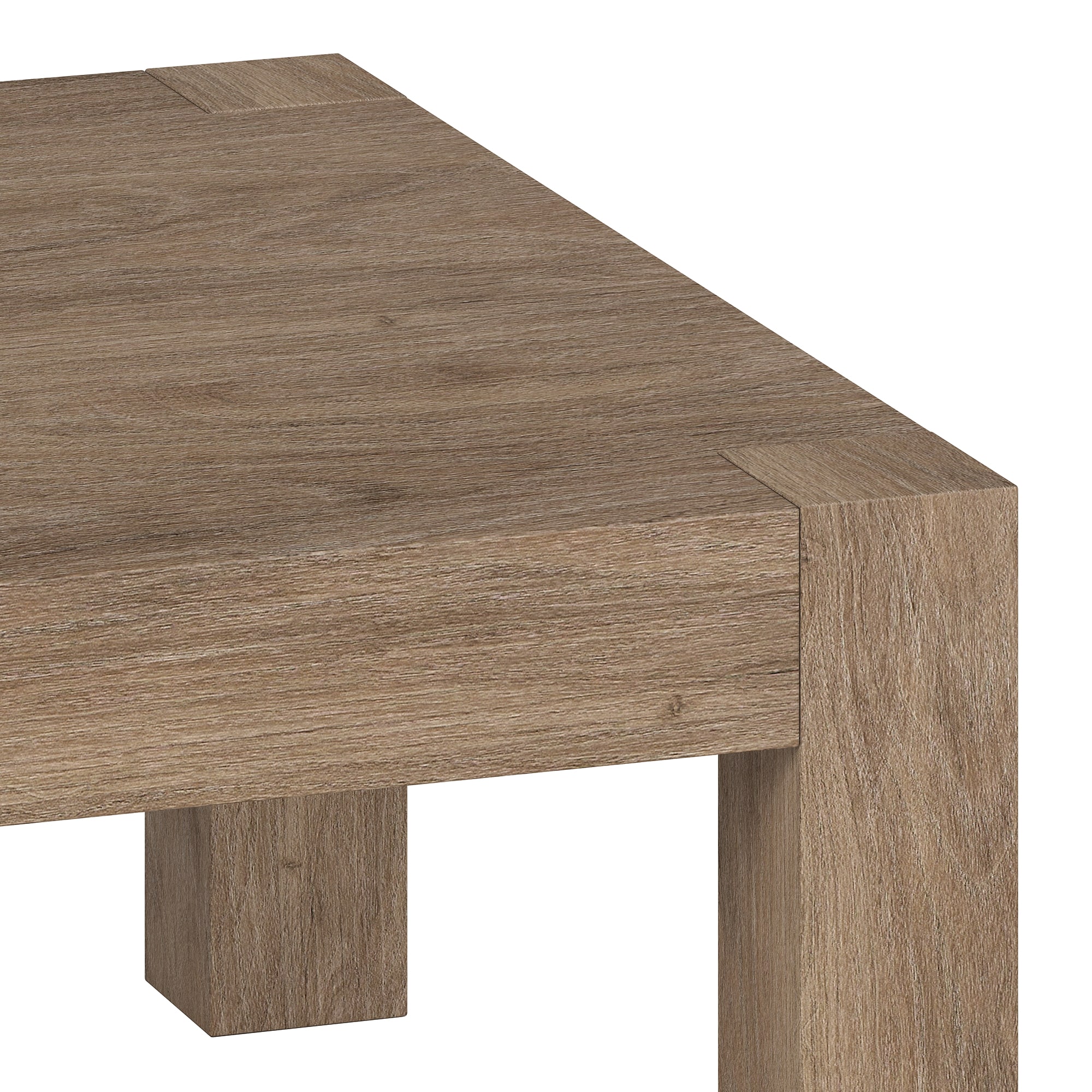 Antiqued Gray Oak Square MDF Coffee Table, 34 Inch