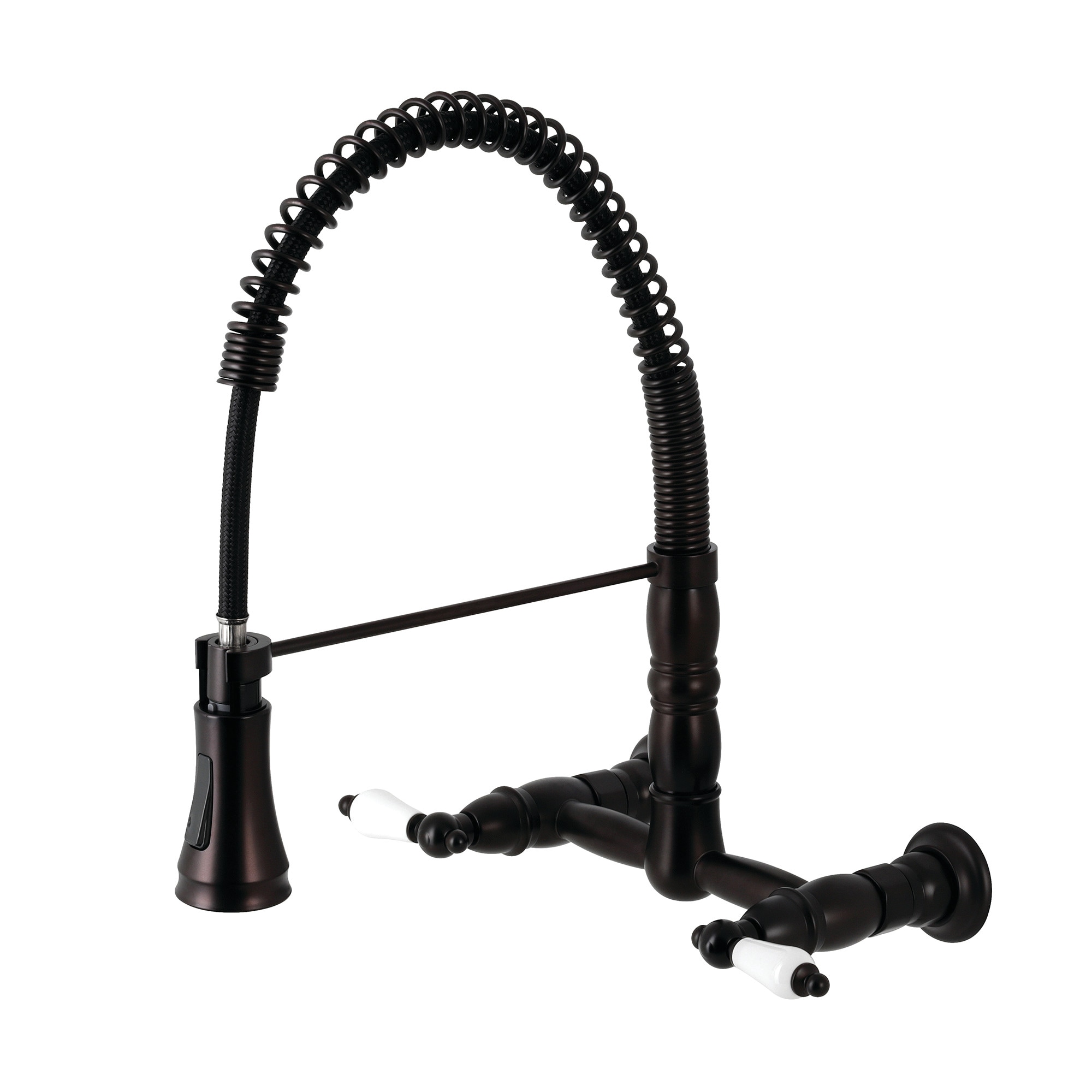 Kingston Brass WLGS1245PL Heritage Oil-rubbed bronze Double Handle Wall-mount Pre-rinse Kitchen Faucet with Sprayer